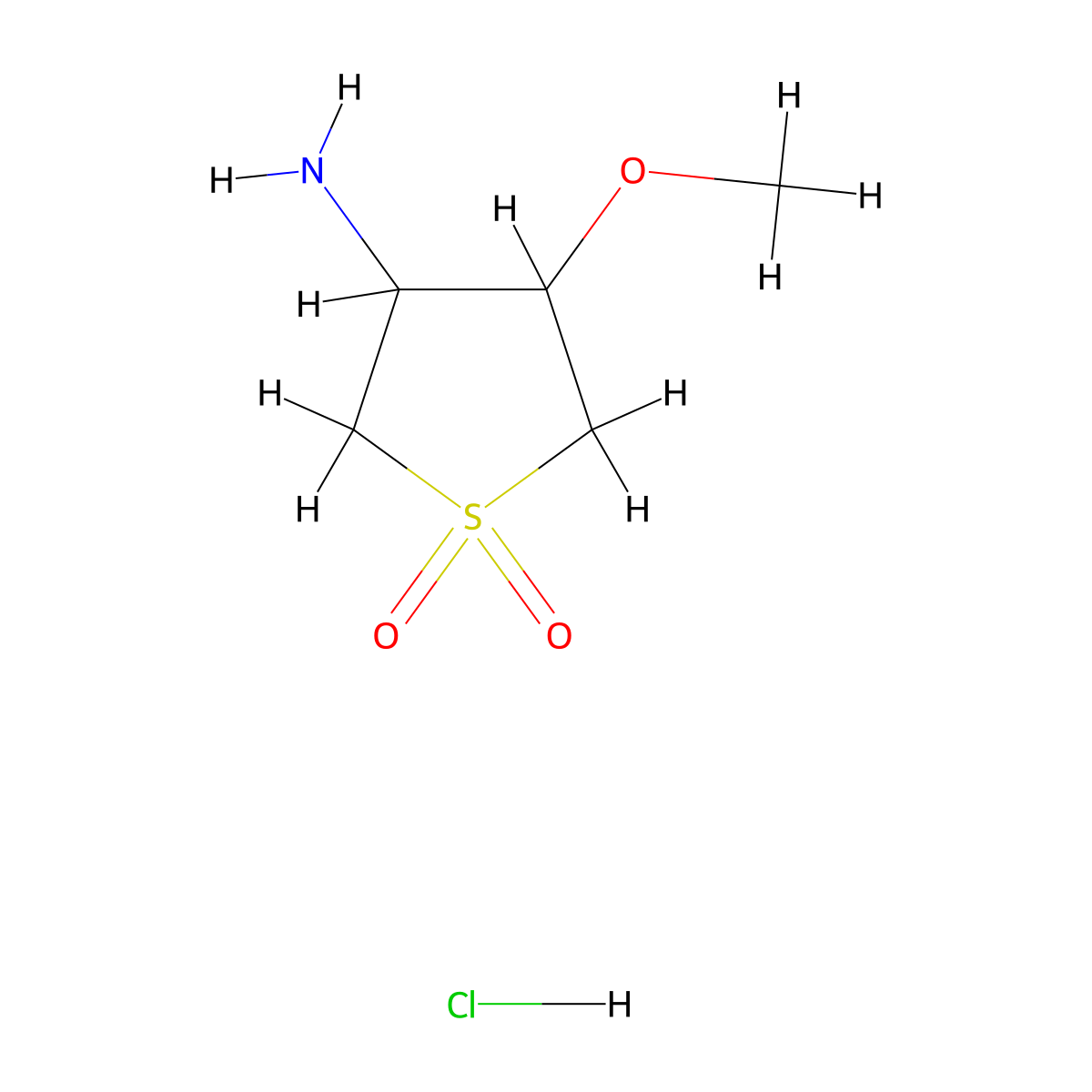 (4-Methoxy-1,1-dioxidotetrahydro-3-thienyl)amine hydrochloride molecular structure, CAS 1955557-36-4