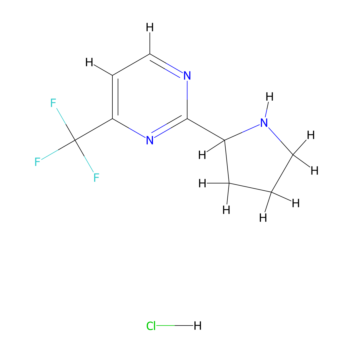 2-(Pyrrolidin-2-yl)-4-(trifluoromethyl)pyrimidine hydrochloride molecular structure, CAS 1955557-37-5