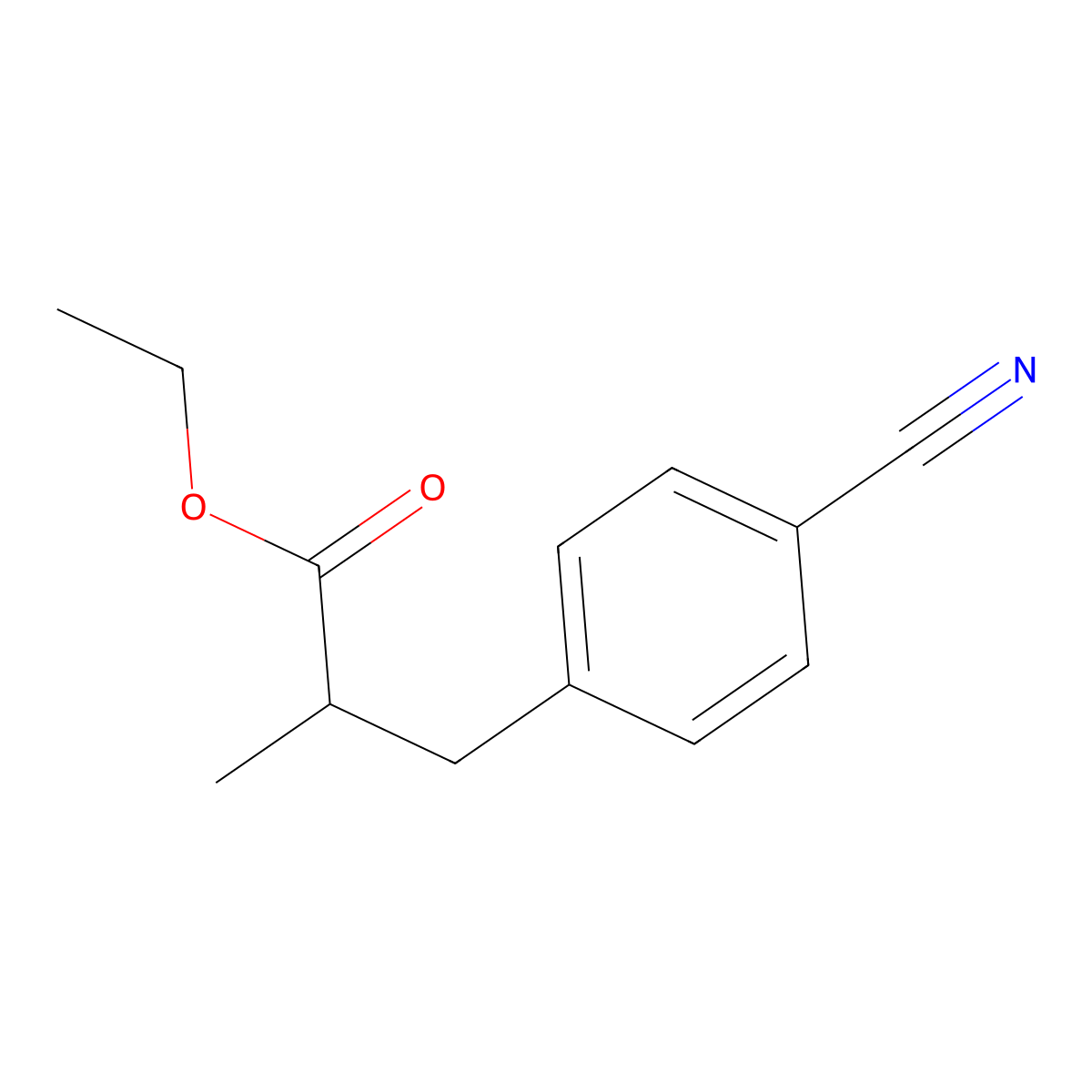 Ethyl 3-(4-cyanophenyl)-2-methylpropanoate molecular structure, CAS 1955557-47-7