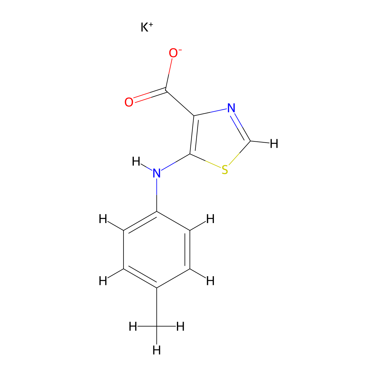 Potassium 5-[(4-methylphenyl)amino]-1,3-thiazole-4-carboxylate molecular structure, CAS 1955557-58-0