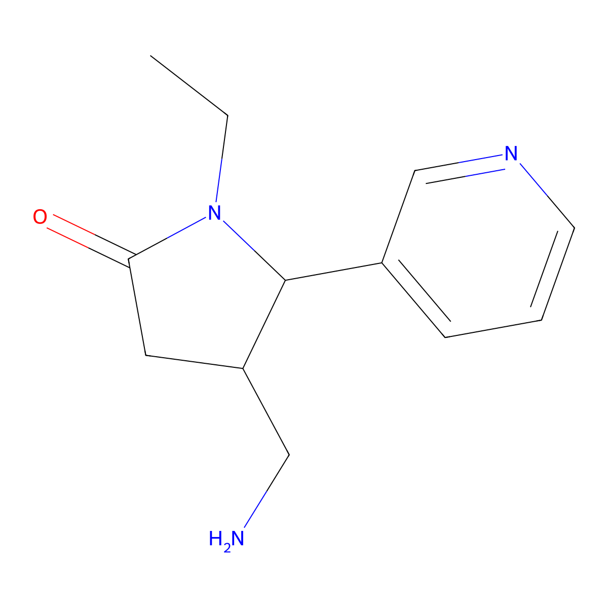 4-(Aminomethyl)-1-ethyl-5-(pyridin-3-yl)pyrrolidin-2-one molecular structure, CAS 1955557-62-6