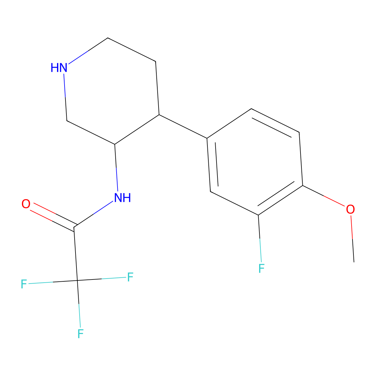 rac-2,2,2-trifluoro-N-[(3R,4S)-4-(3-fluoro-4-methoxyphenyl)piperidin-3-yl]acetamide molecular structure, CAS 1955557-63-7