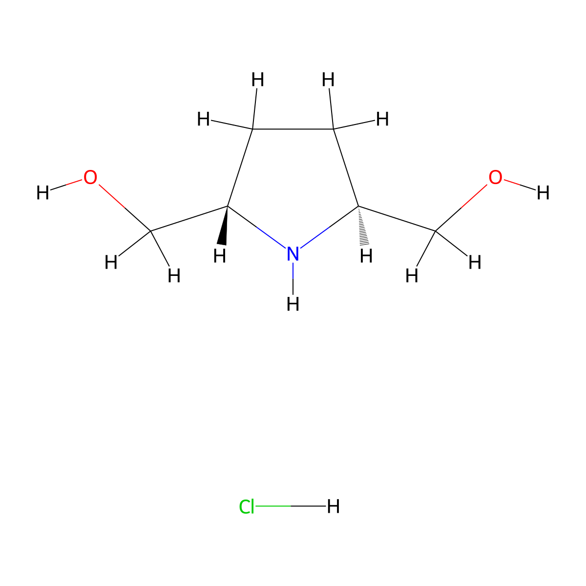 rac-((2R,5R)-5-(hydroxymethyl)pyrrolidin-2-yl)methanol hydrochloride molecular structure, CAS 1955557-67-1