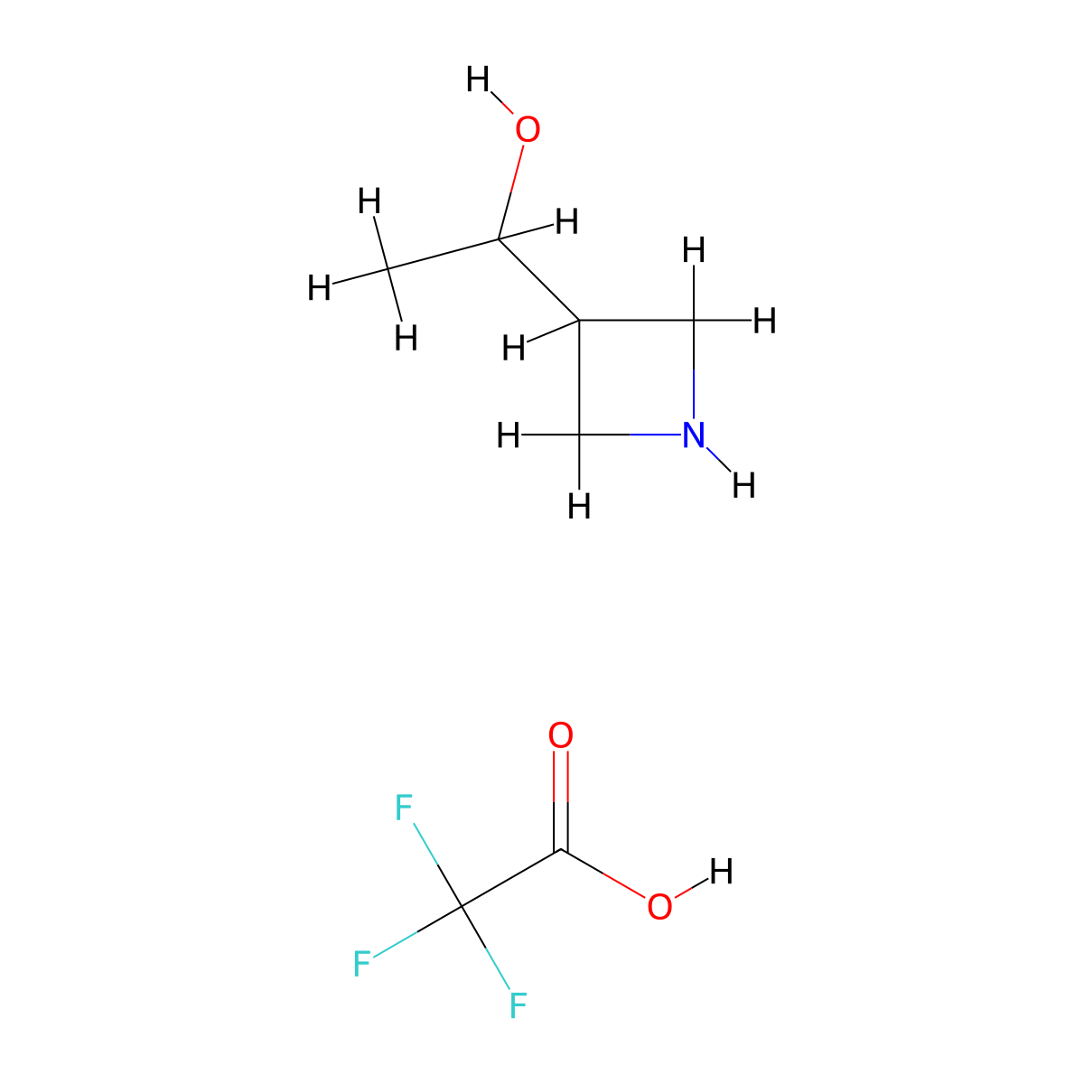 1-(Azetidin-3-yl)ethan-1-ol, trifluoroacetic acid molecular structure, CAS 1955557-74-0