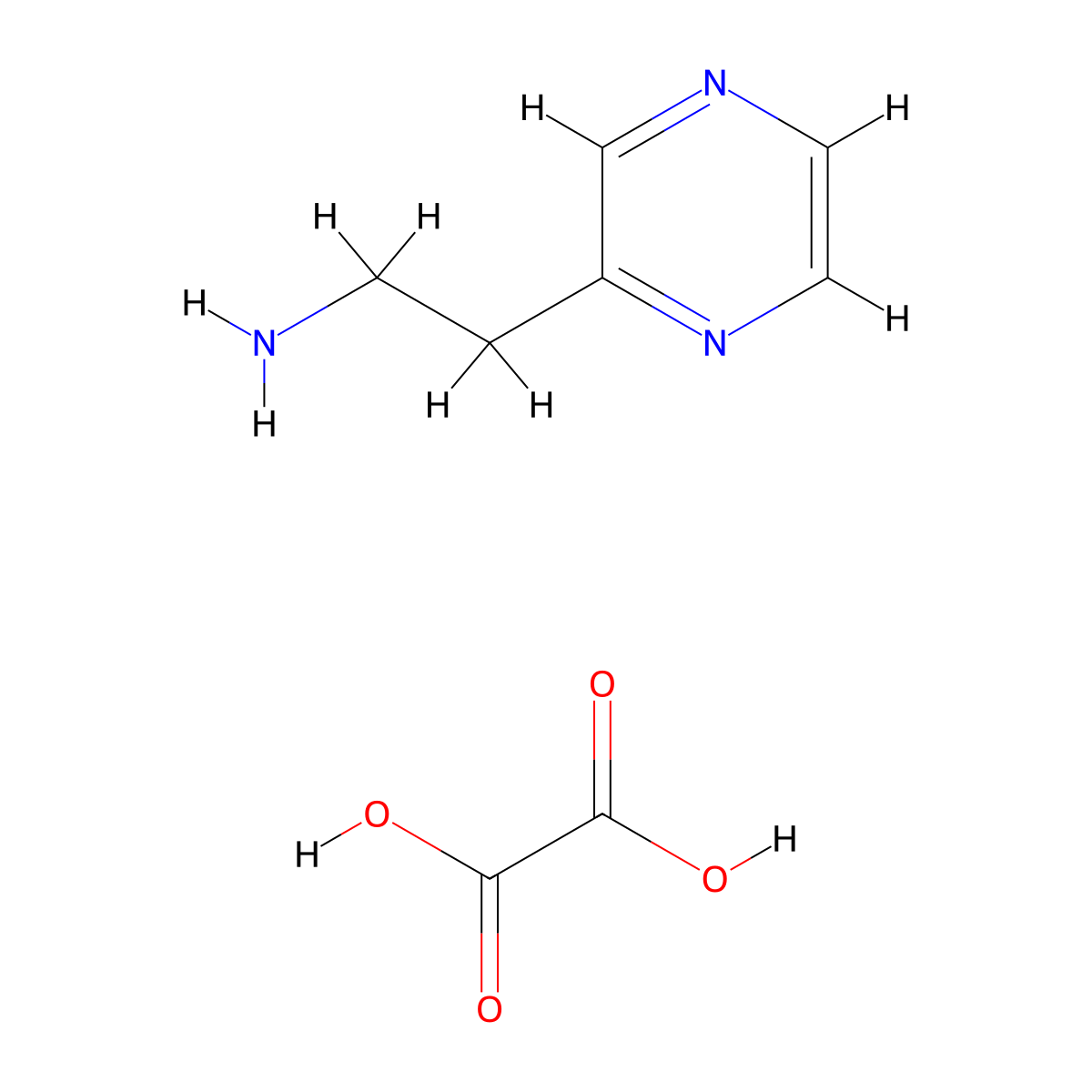 2-(Pyrazin-2-yl)ethan-1-amine; oxalic acid molecular structure, CAS 1955557-80-8