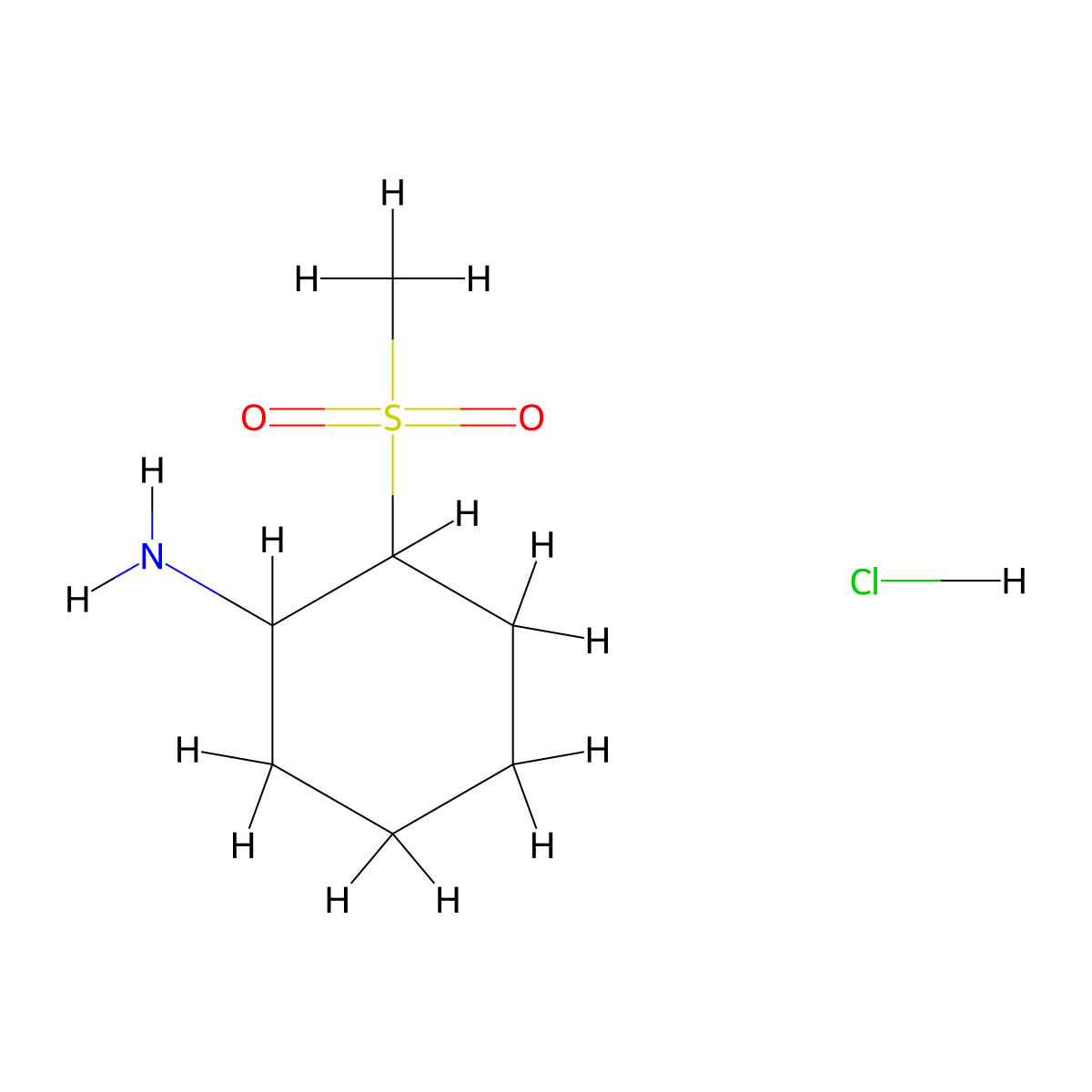 2-Methanesulfonylcyclohexan-1-amine hydrochloride molecular structure, CAS 1955557-97-7