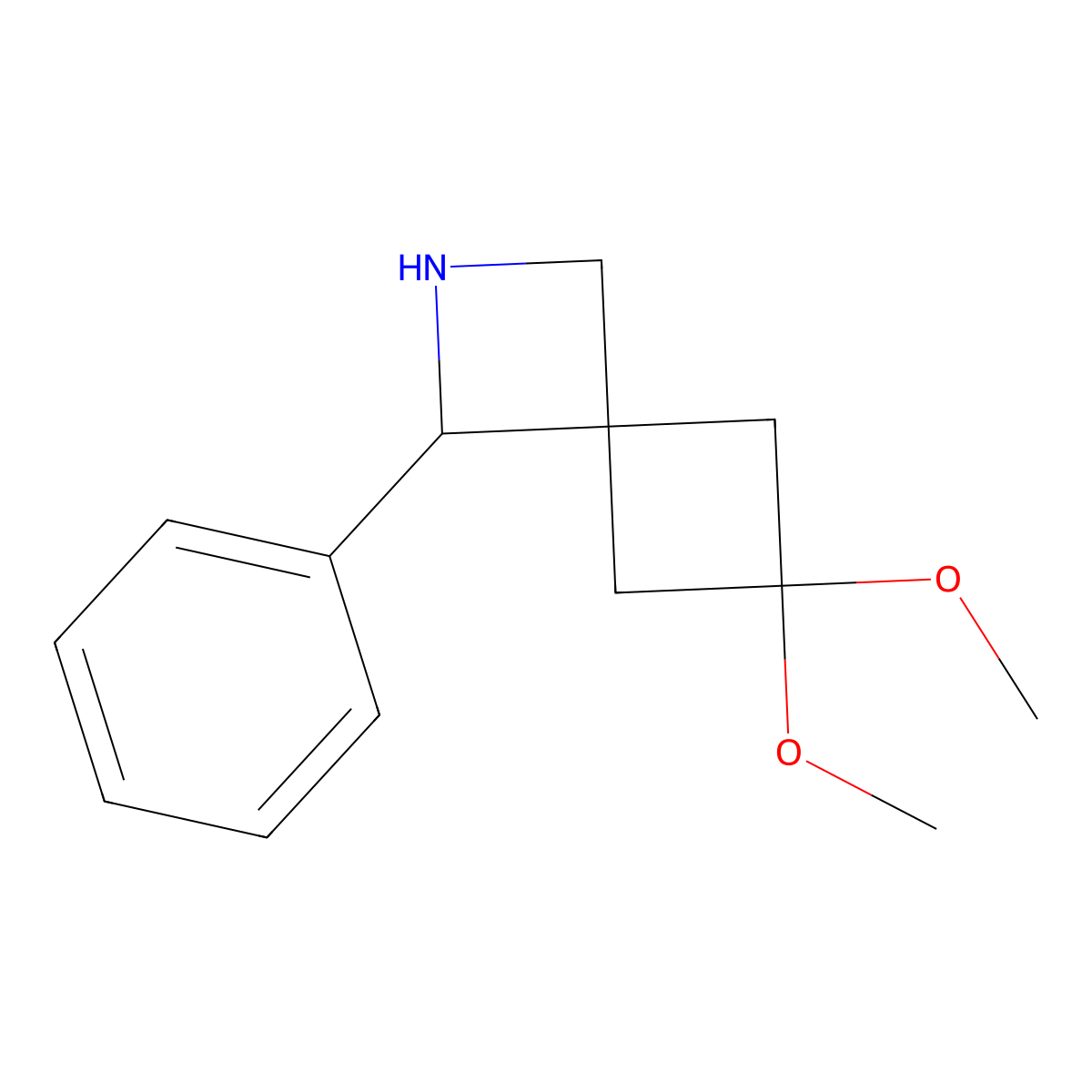 6,6-Dimethoxy-1-phenyl-2-azaspiro[3.3]heptane molecular structure, CAS 1955557-98-8