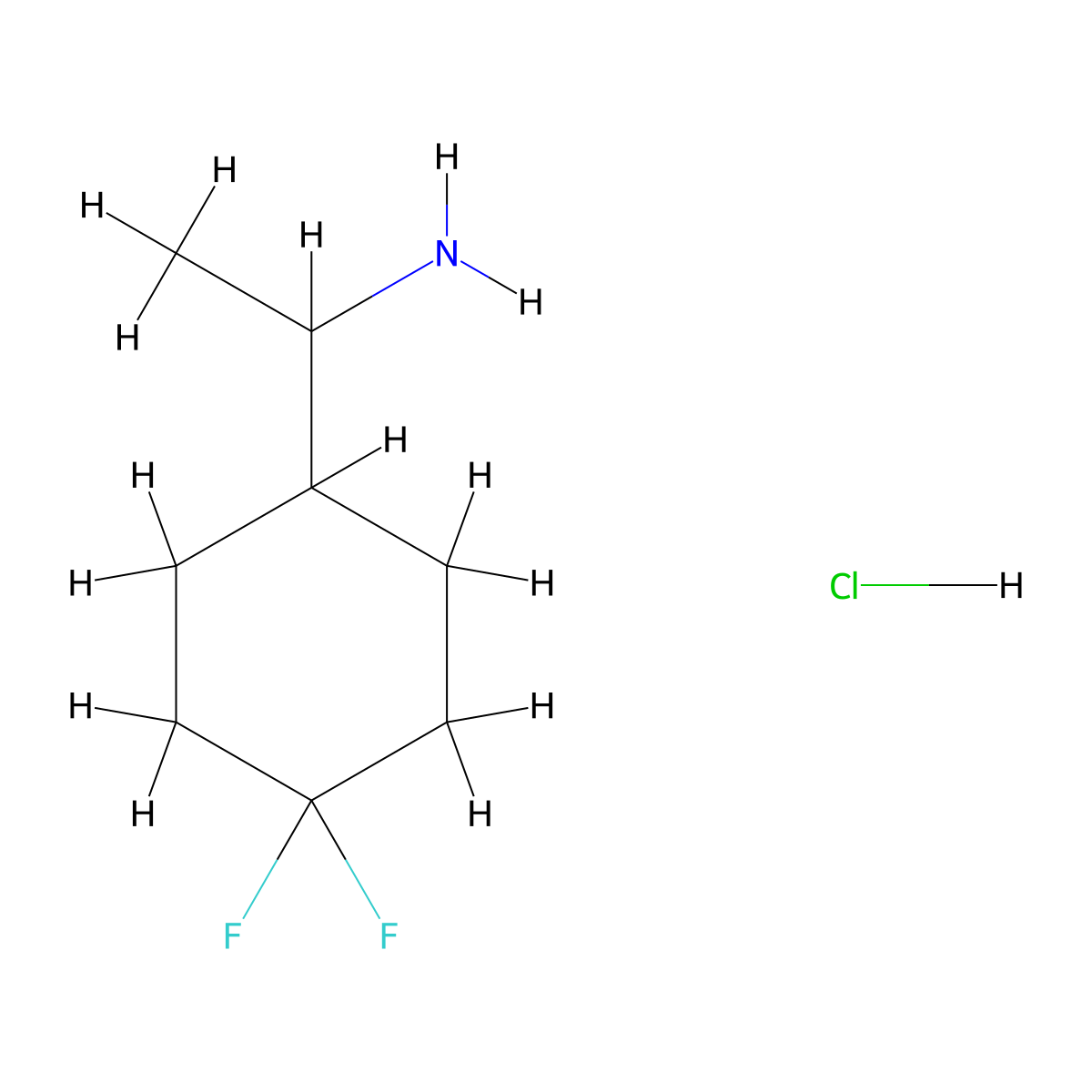 1-(4,4-Difluorocyclohexyl)ethanamine hydrochloride molecular structure, CAS 1955558-01-6