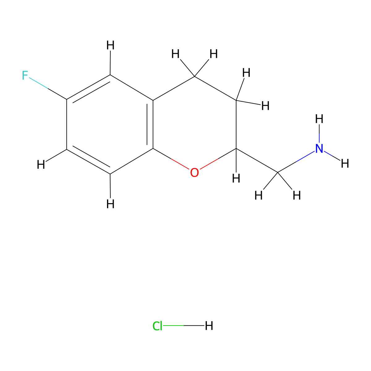 (6-fluoro-3,4-dihydro-2H-1-benzopyran-2-yl)methanamine hydrochloride molecular structure, CAS 1955558-04-9