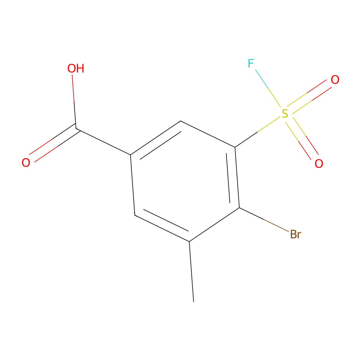 4-Bromo-3-(fluorosulfonyl)-5-methylbenzoic acid molecular structure, CAS 1955558-06-1