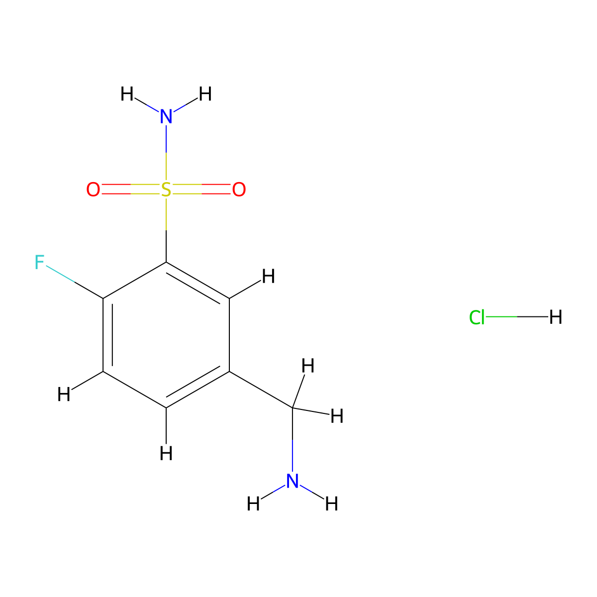 5-(Aminomethyl)-2-fluorobenzene-1-sulfonamide hydrochloride molecular structure, CAS 1955558-13-0