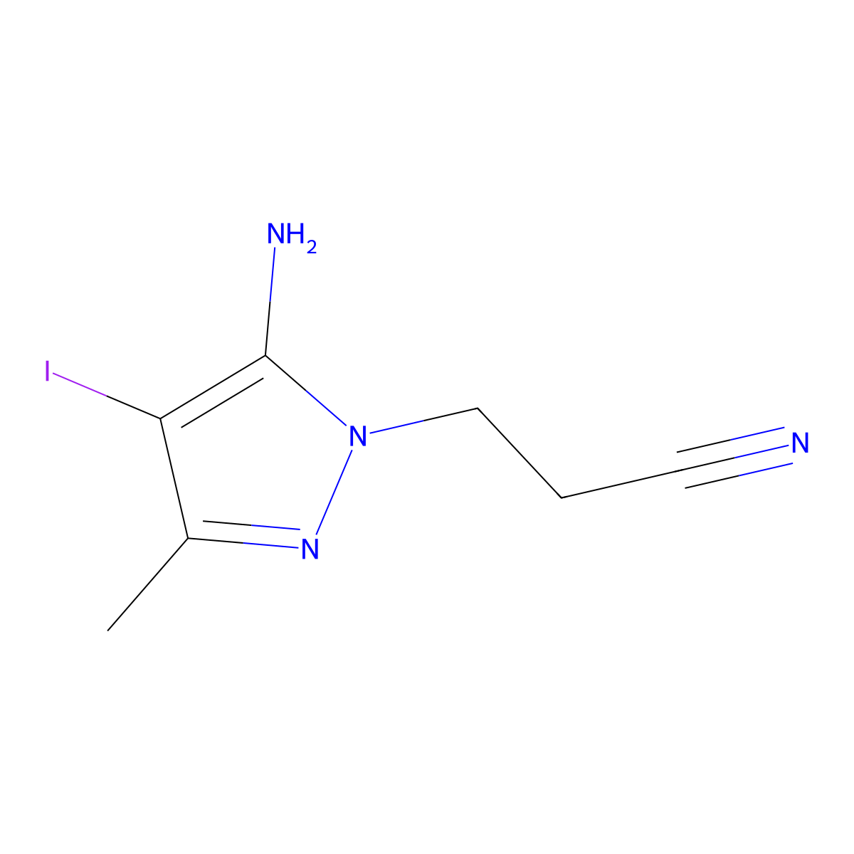 3-(5-imino-4-iodo-3-methyl-2,5-dihydro-1H-pyrazol-1-yl)propanenitrile molecular structure, CAS 1955558-18-5