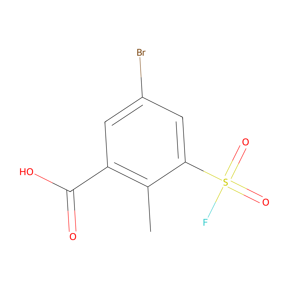 5-Bromo-3-(fluorosulfonyl)-2-methylbenzoic acid molecular structure, CAS 1955558-38-9