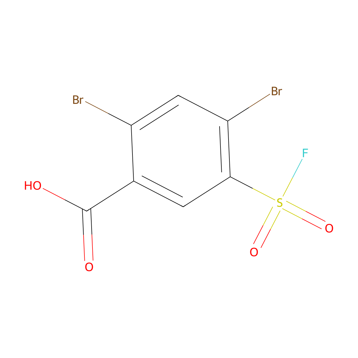 2,4-Dibromo-5-(fluorosulfonyl)benzoic acid molecular structure, CAS 1955558-44-7