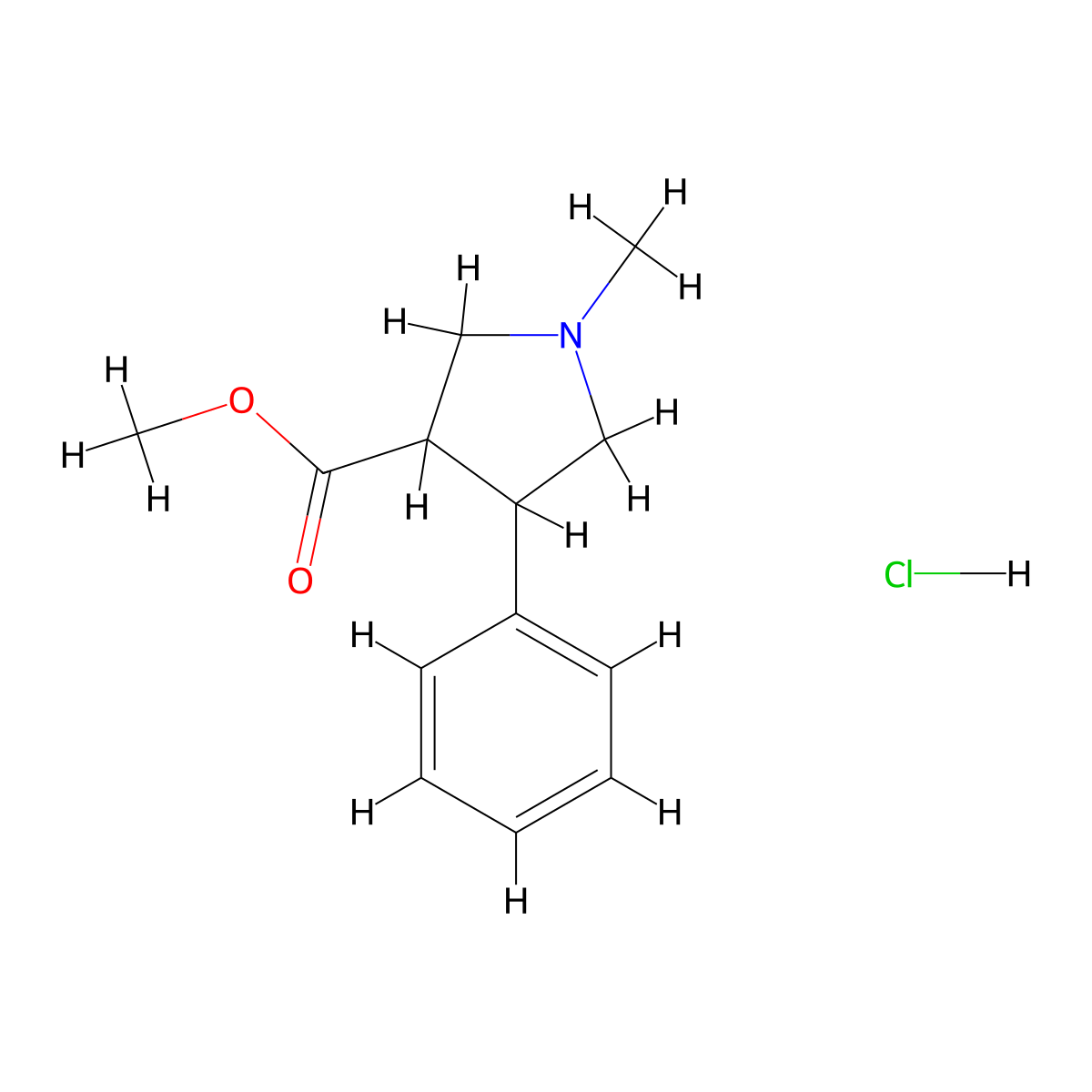 Methyl 1-methyl-4-phenylpyrrolidine-3-carboxylate hydrochloride molecular structure, CAS 1955560-53-8