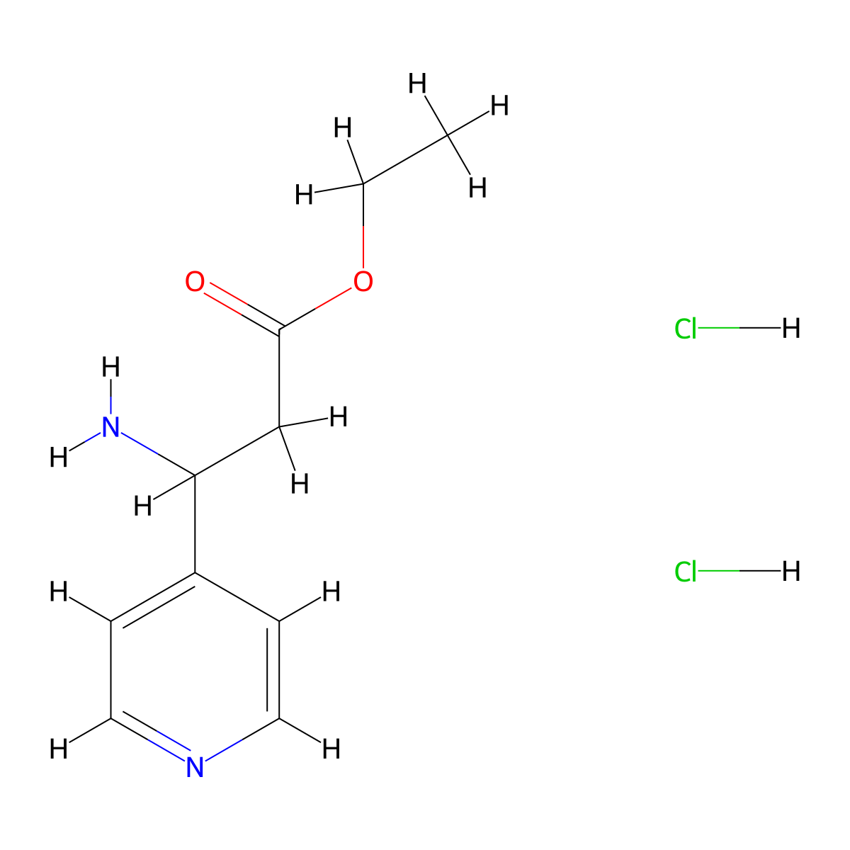 Ethyl 3-amino-3-(pyridin-4-yl)propanoate dihydrochloride molecular structure, CAS 1955560-68-5