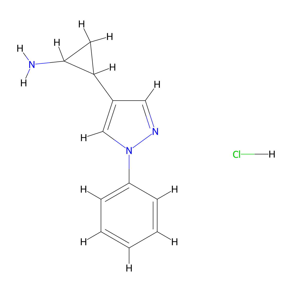 2-(1-Phenylpyrazol-4-yl)cyclopropan-1-amine hydrochloride molecular structure, CAS 1955561-32-6