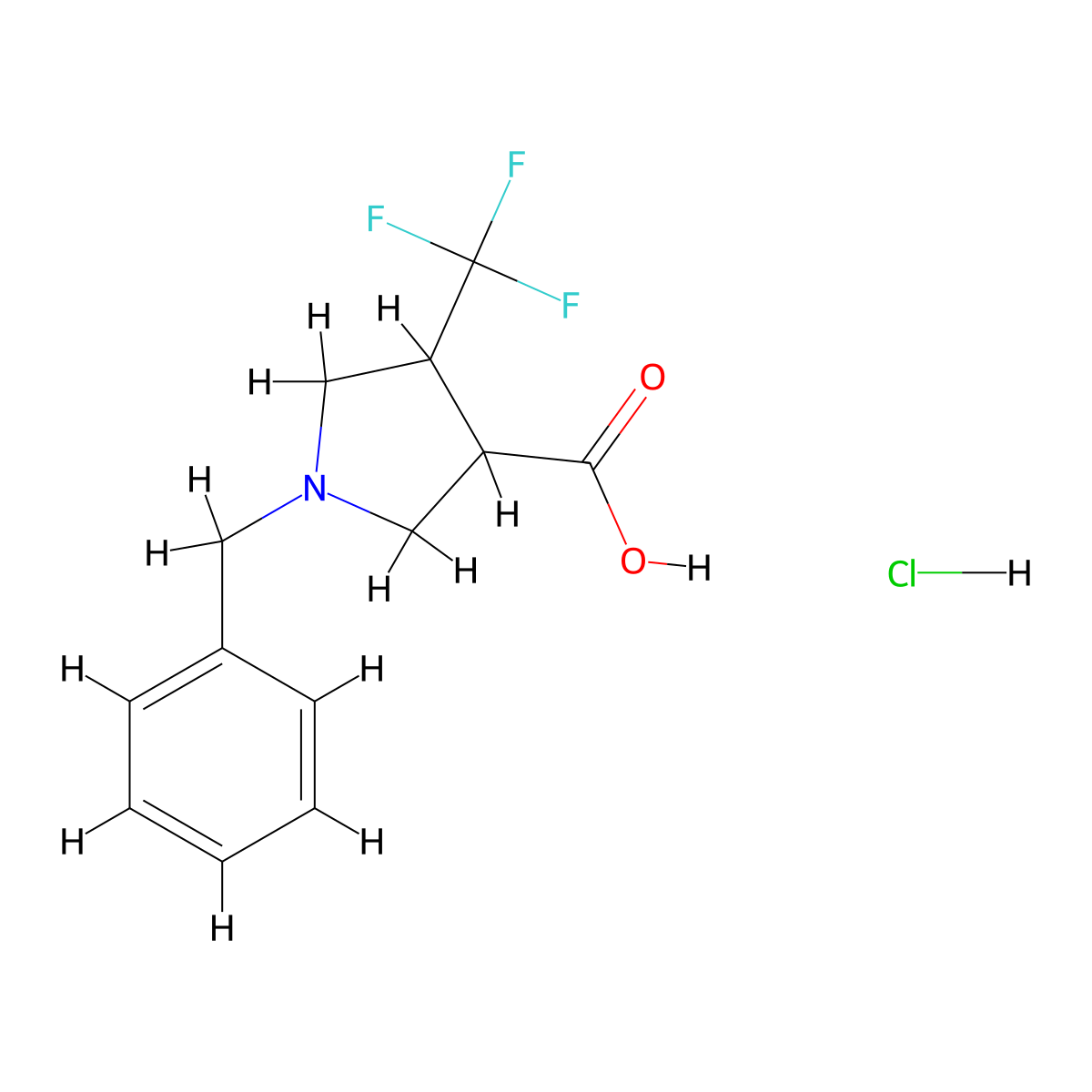 1-Benzyl-4-(trifluoromethyl)pyrrolidine-3-carboxylic acid hydrochloride molecular structure, CAS 1955561-71-3