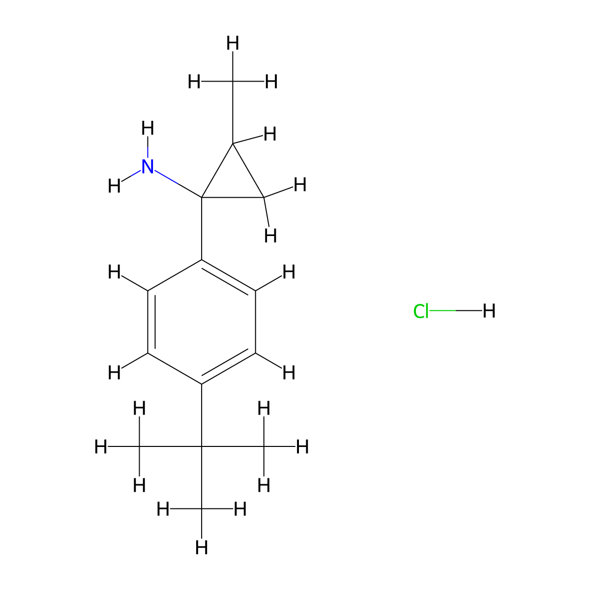 1-(4-tert-Butylphenyl)-2-methylcyclopropan-1-amine hydrochloride molecular structure, CAS 1955561-74-6