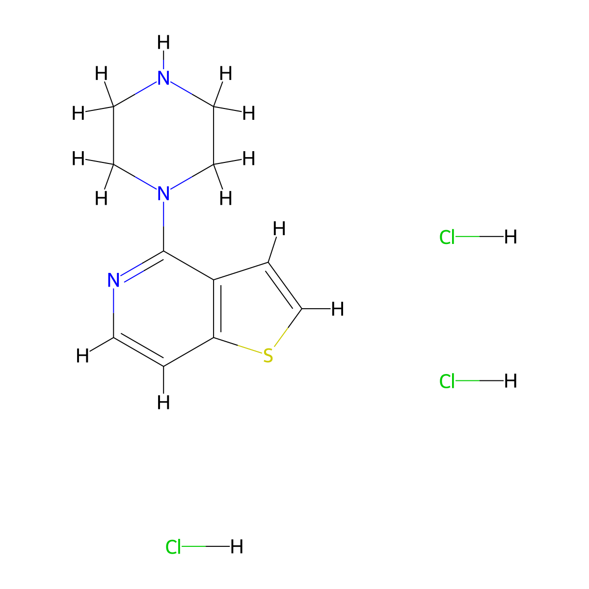 4-Piperazin-1-ylthieno[3,2-c]pyridine trihydrochloride molecular structure, CAS 1955561-88-2
