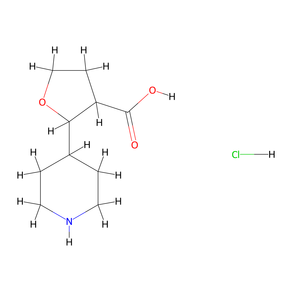 2-(Piperidin-4-yl)oxolane-3-carboxylic acid hydrochloride molecular structure, CAS 1955561-89-3