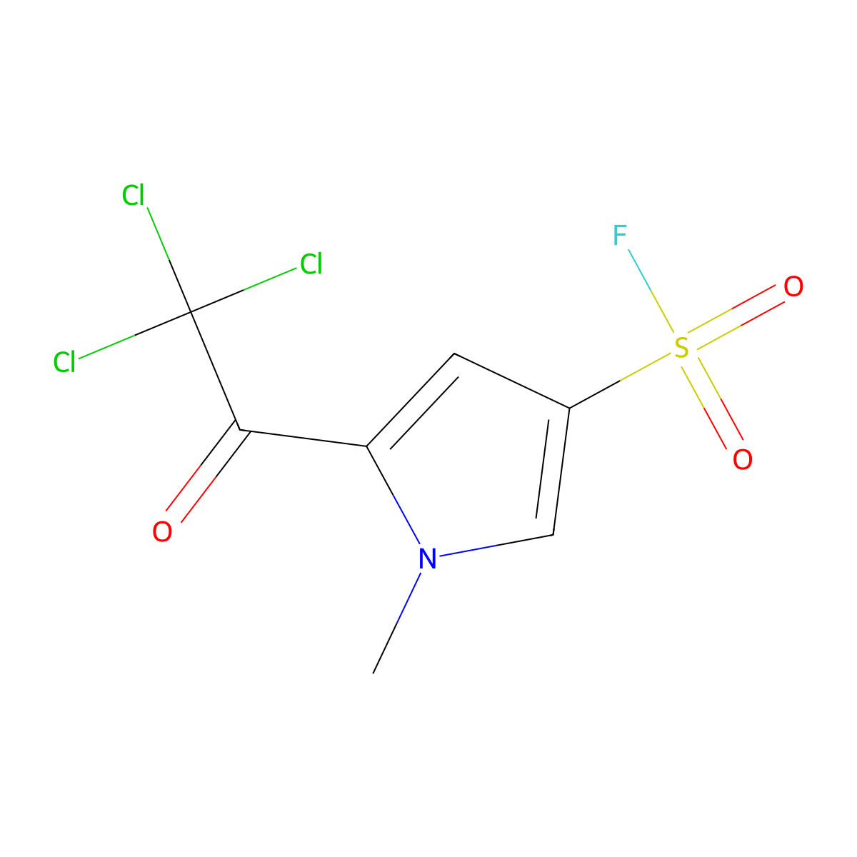 1-Methyl-5-(trichloroacetyl)-1H-pyrrole-3-sulfonyl fluoride molecular structure, CAS 1955562-00-1