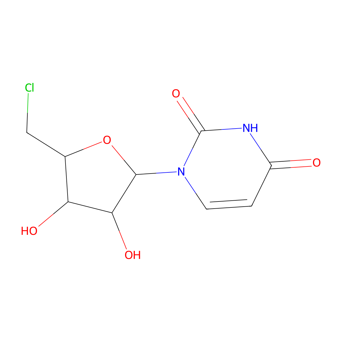 5'-Chloro-5'-deoxyuridine molecular structure, CAS 19556-54-8