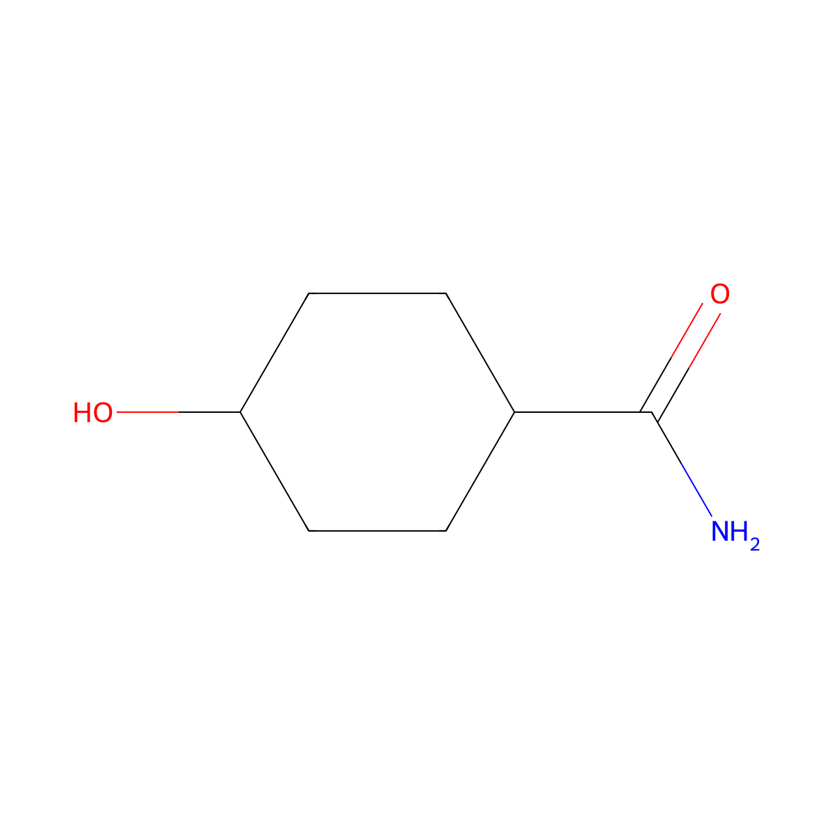 4-Hydroxycyclohexane-1-carboxamide molecular structure, CAS 19556-97-9
