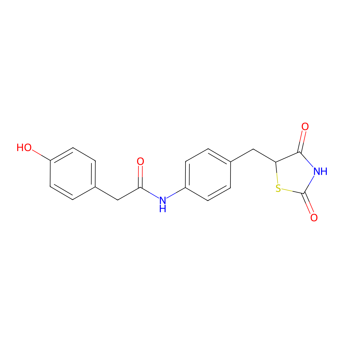 N-(4-((2,4-Dioxothiazolidin-5-yl)methyl)phenyl)-2-(4-hydroxyphenyl)acetamide molecular structure, CAS 195603-97-5