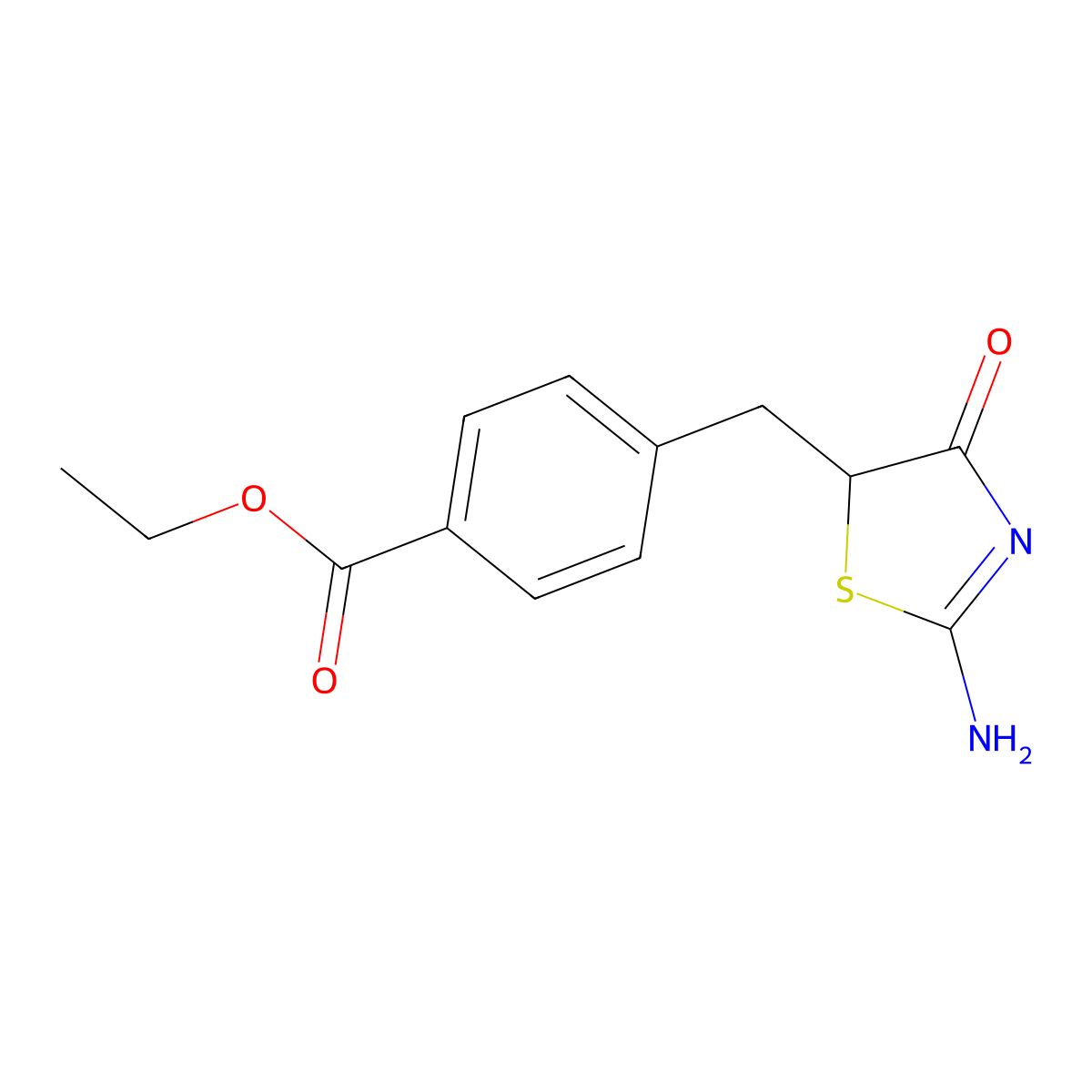 Ethyl 4-((2-imino-4-oxothiazolidin-5-yl)methyl)benzoate molecular structure, CAS 195604-29-6