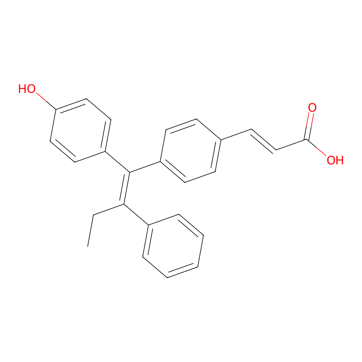 (E)-3-[4-[(E)-1-(4-hydroxyphenyl)-2-phenylbut-1-enyl]phenyl]prop-2-enoic acid molecular structure, CAS 195611-82-6