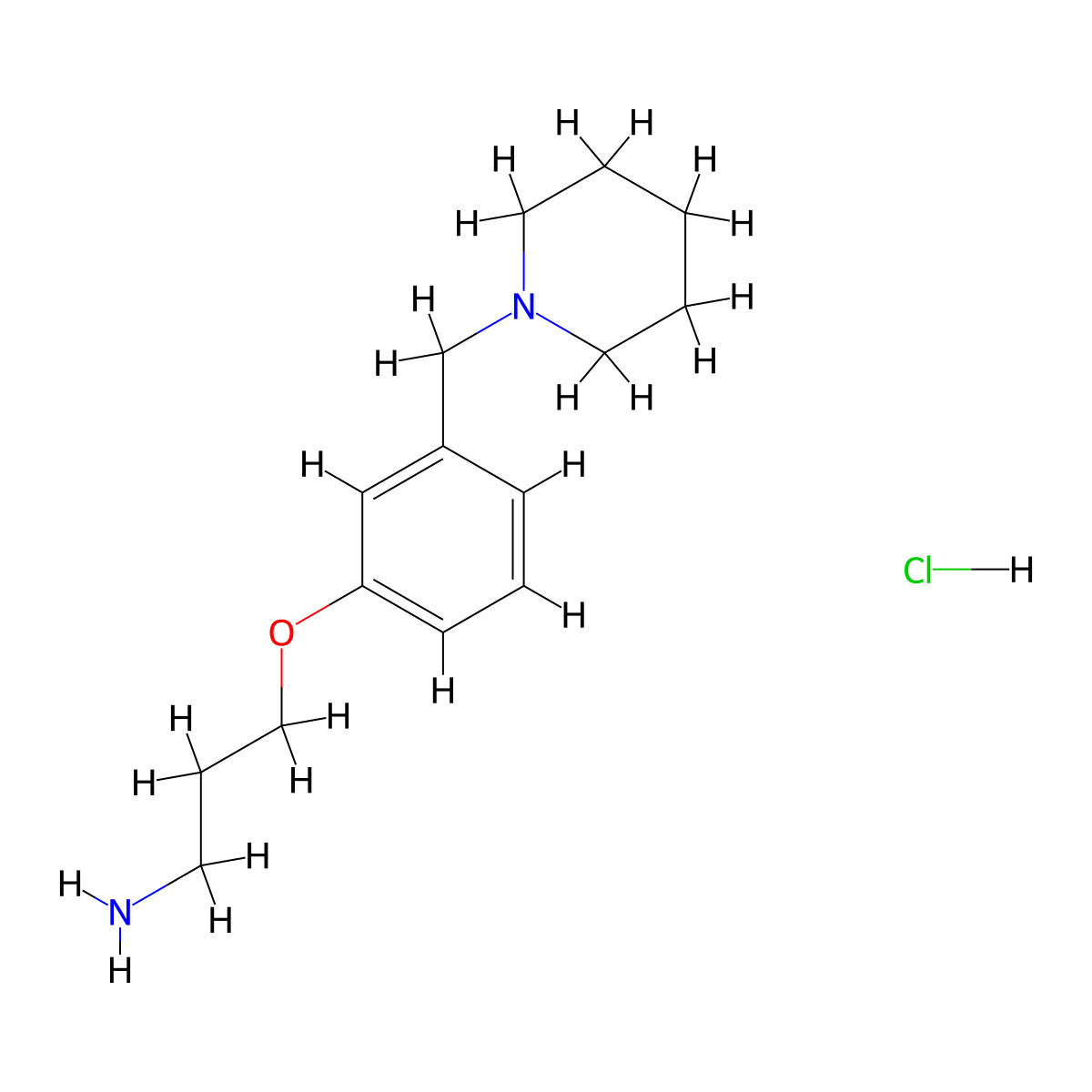 3-(3-(Piperidin-1-ylmethyl)phenoxy)propan-1-amine hydrochloride molecular structure, CAS 195621-06-8