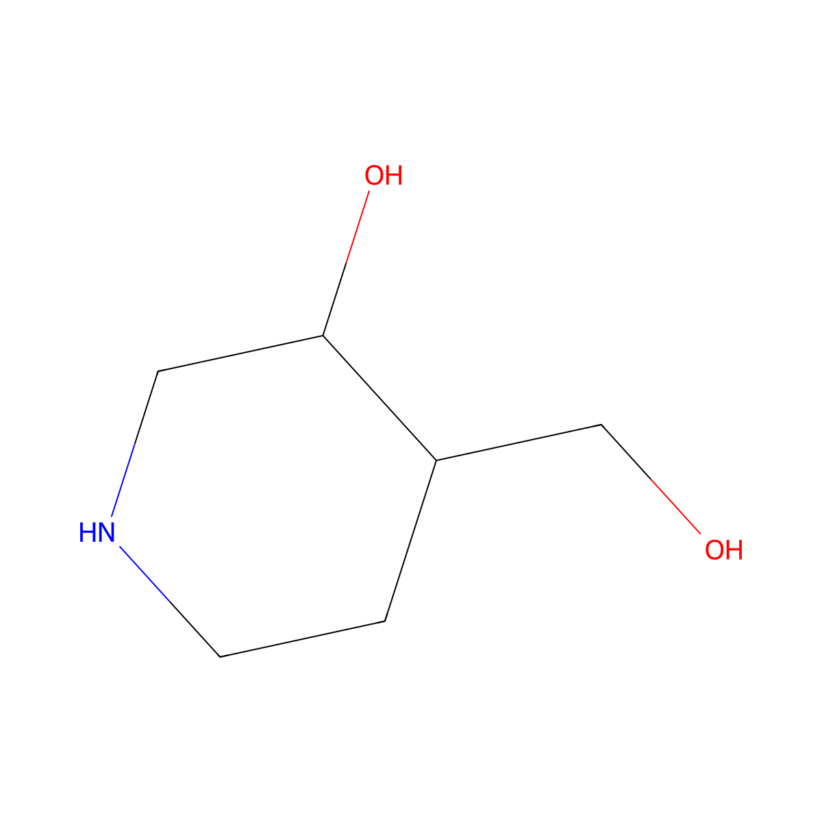 (3R,4R)-rel-3-Hydroxy-4-piperidinemethanol molecular structure, CAS 195628-18-3