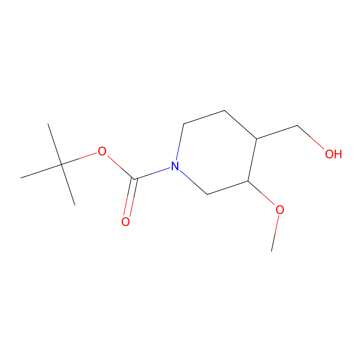 [(3R,4S)-1-Boc-3-methoxy-4-piperidyl]methanol molecular structure, CAS 195628-22-9
