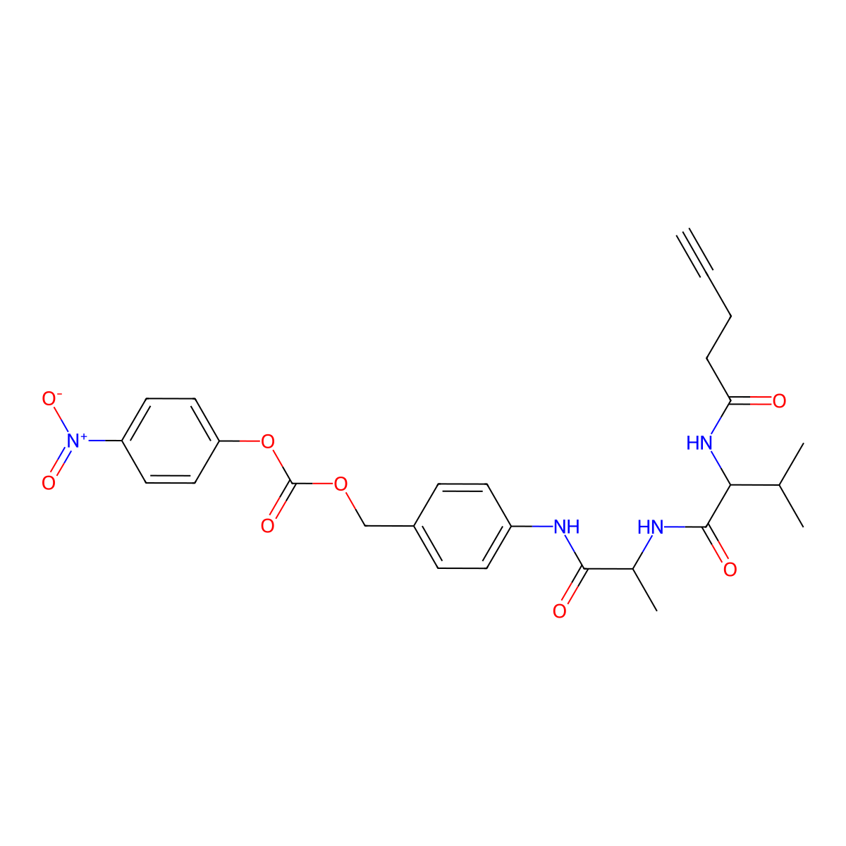 4-Pentynoyl-Val-Ala-PAB-PNP molecular structure, CAS 1956294-76-0