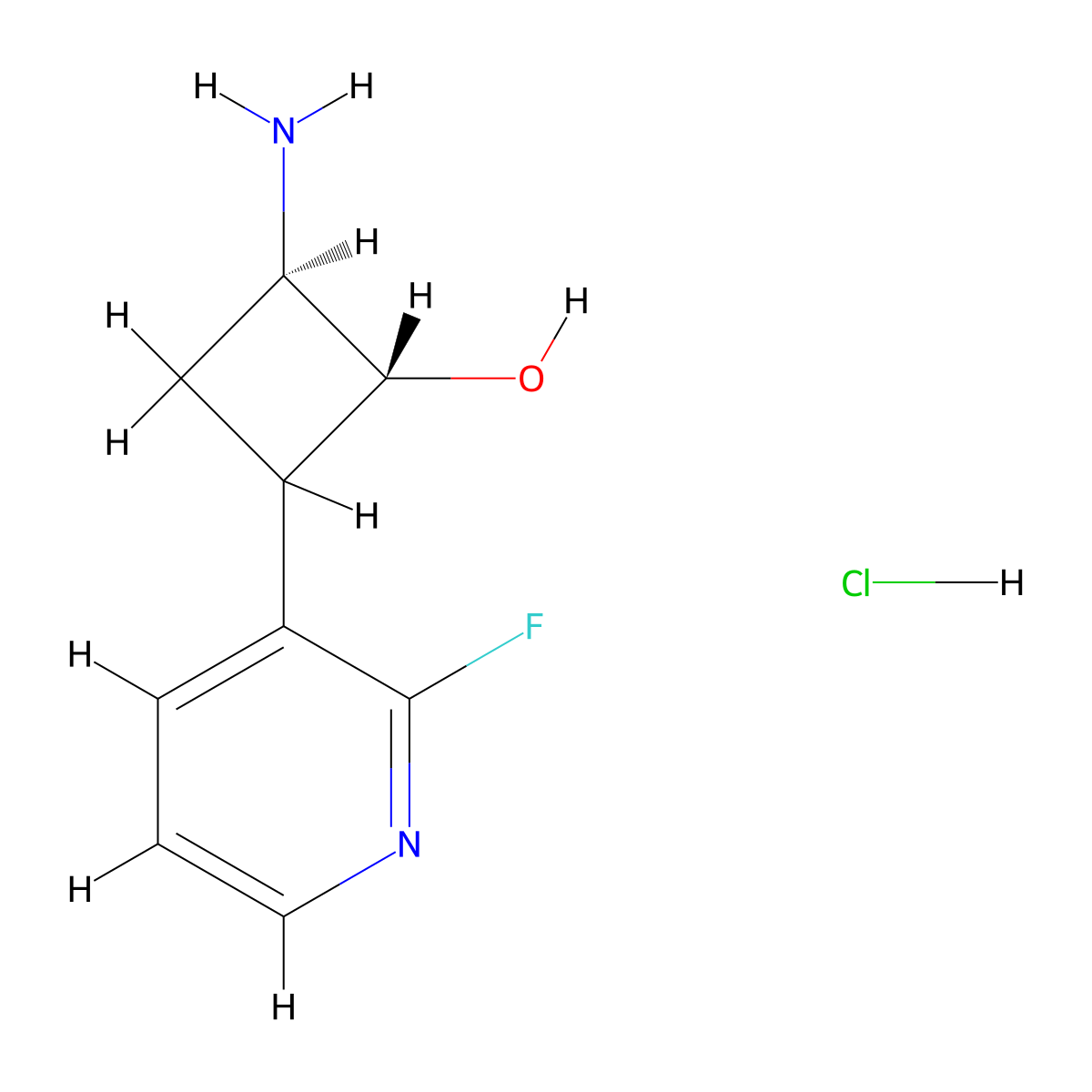 trans-2-Amino-4-(2-fluoropyridin-3-yl)cyclobutanol hydrochloride molecular structure, CAS 1956302-75-2