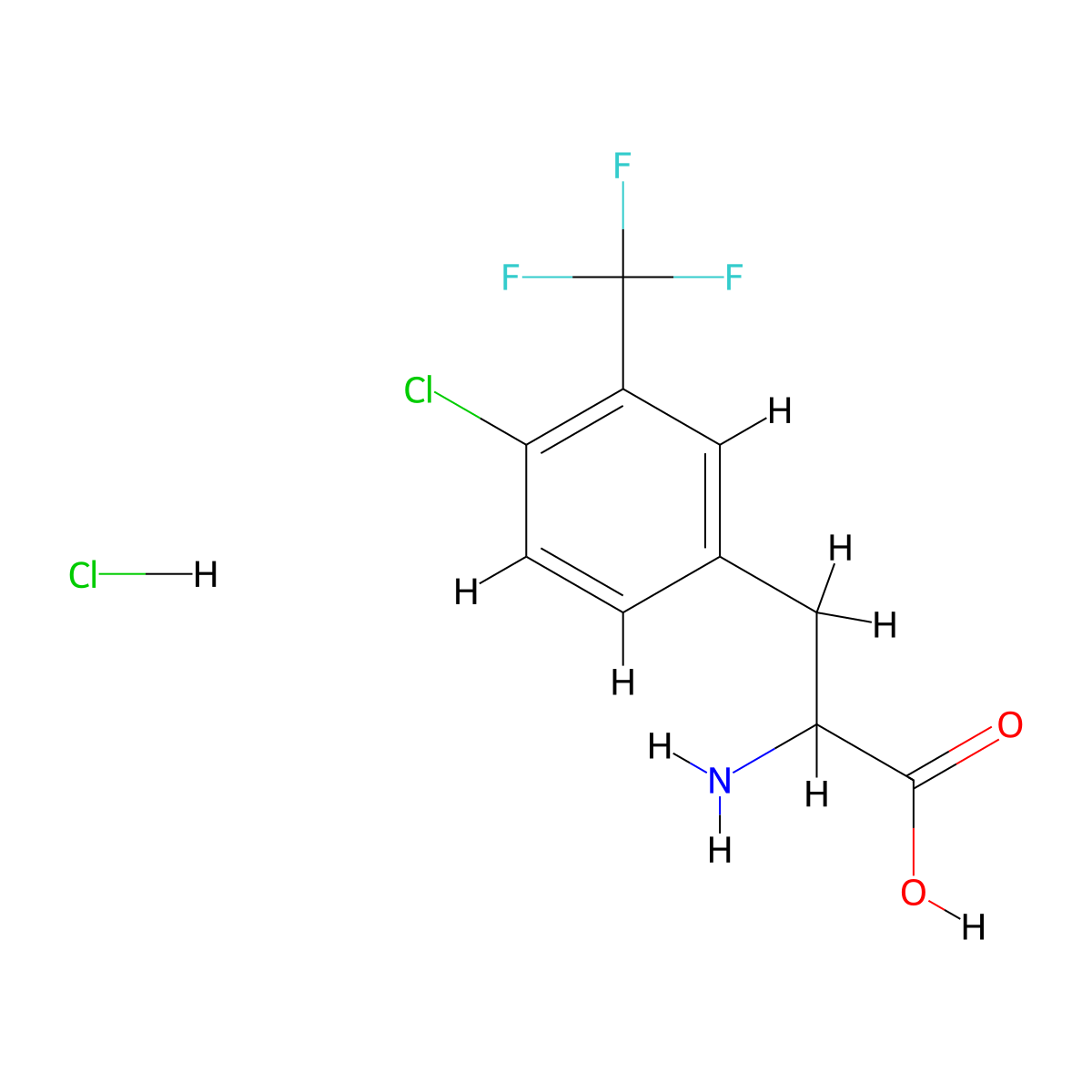 2-Amino-3-(4-chloro-3-(trifluoromethyl)phenyl)propanoic acid hydrochloride molecular structure, CAS 1956306-12-9