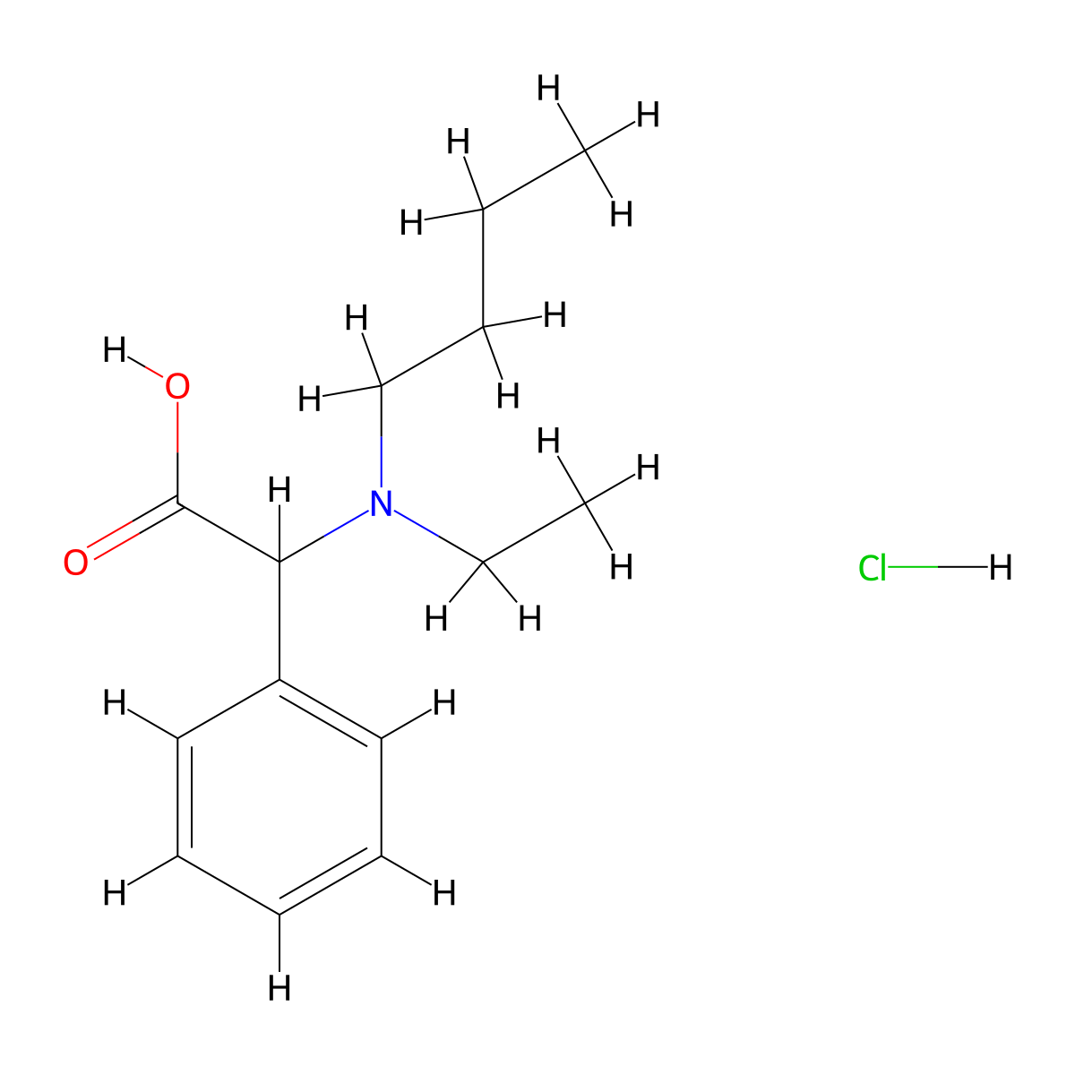 2-(Butyl(ethyl)amino)-2-phenylacetic acid hydrochloride molecular structure, CAS 1956306-15-2