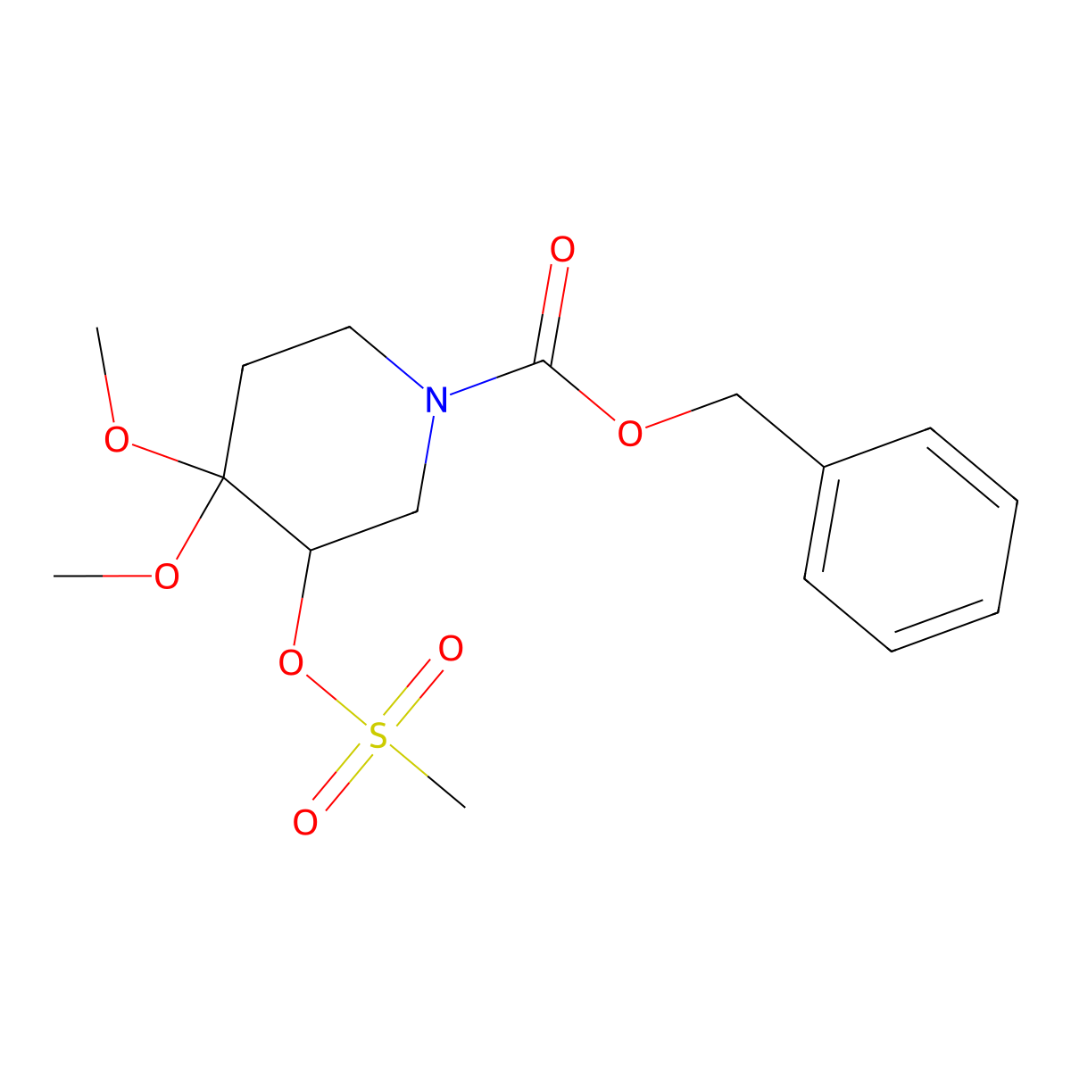 Benzyl 4,4-dimethoxy-3-((methylsulfonyl)oxy)piperidine-1-carboxylate molecular structure, CAS 1956306-17-4