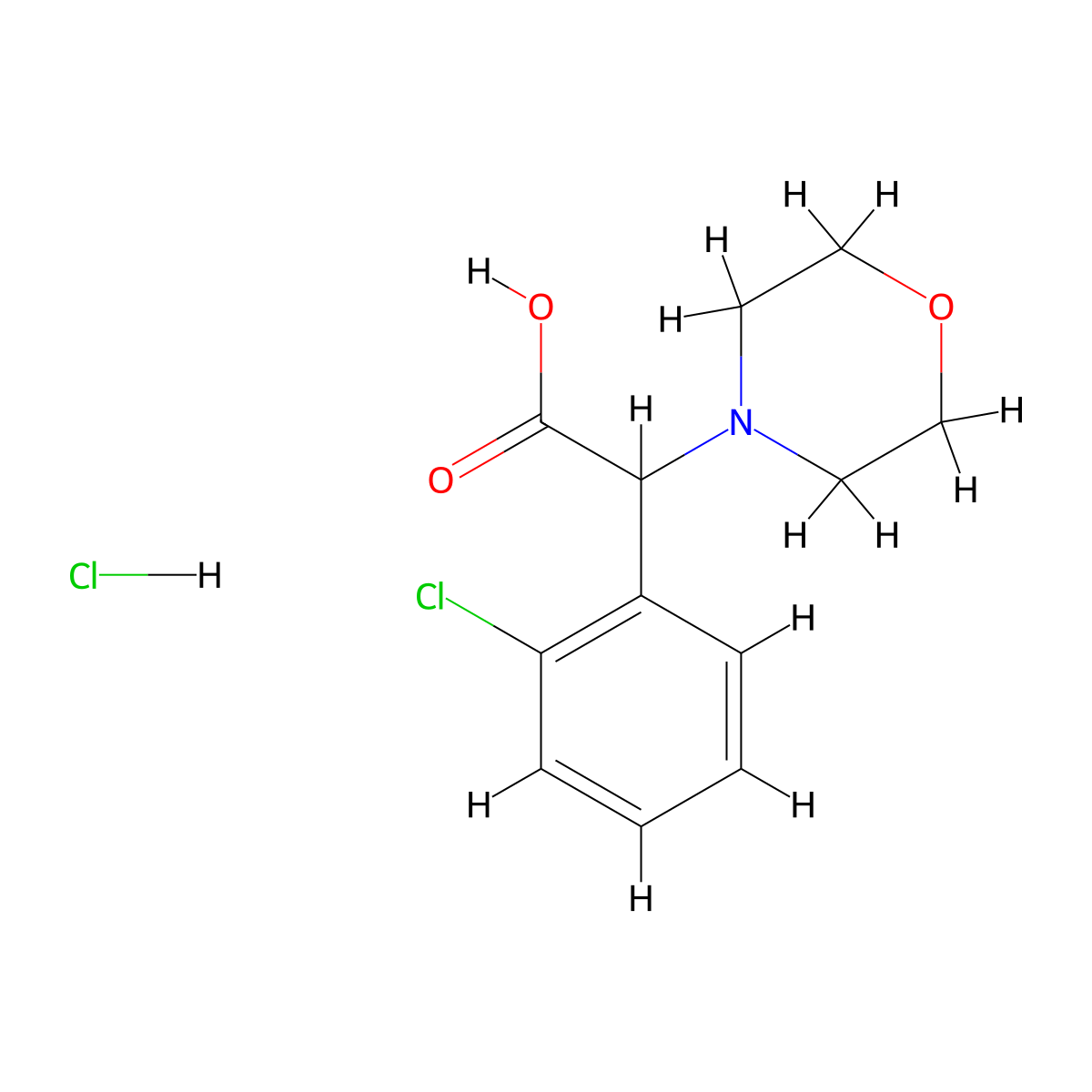2-(2-Chlorophenyl)-2-morpholinoacetic acid hydrochloride molecular structure, CAS 1956306-19-6