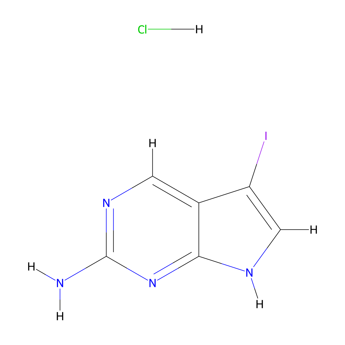 5-Iodo-7H-pyrrolo[2,3-d]pyrimidin-2-amine hydrochloride molecular structure, CAS 1956306-40-3