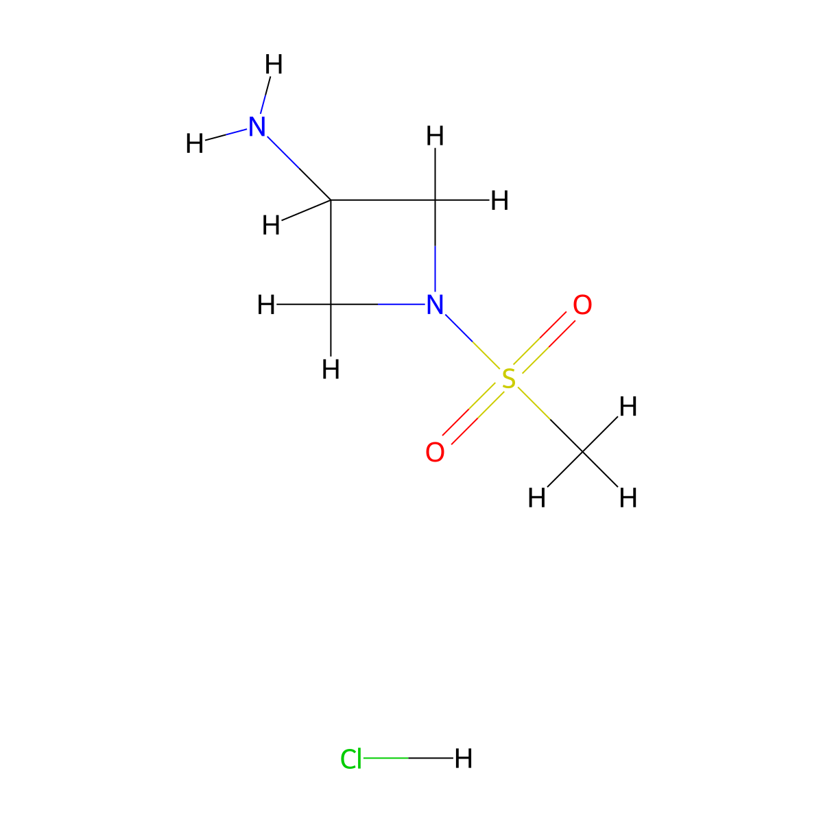 1-Methanesulfonylazetidin-3-amine hydrochloride molecular structure, CAS 1956306-51-6