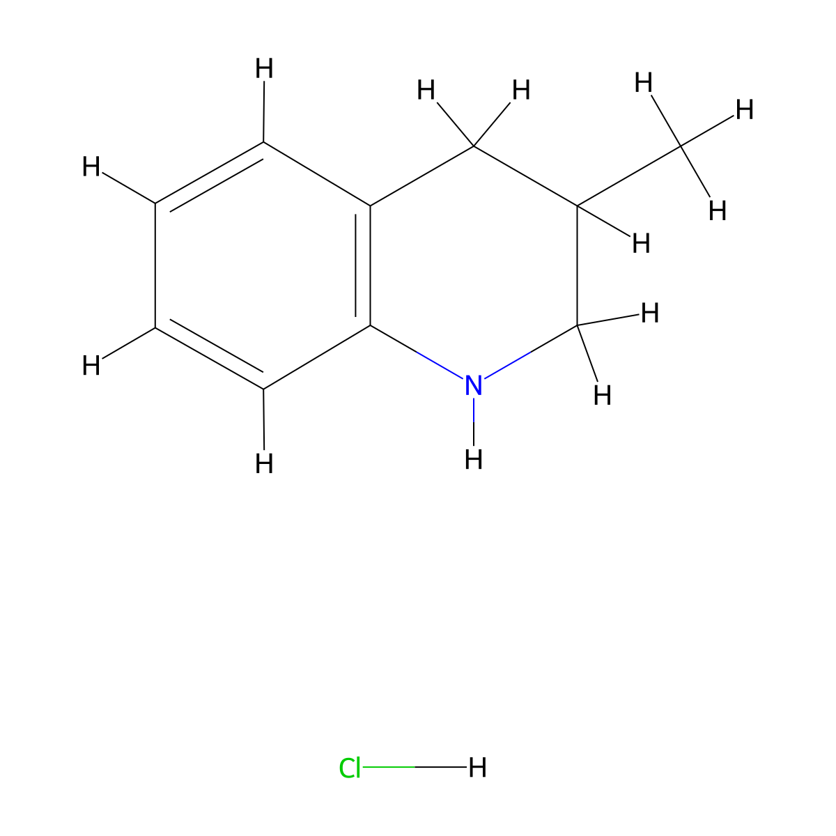 3-Methyl-1,2,3,4-tetrahydroquinoline hydrochloride molecular structure, CAS 1956306-78-7