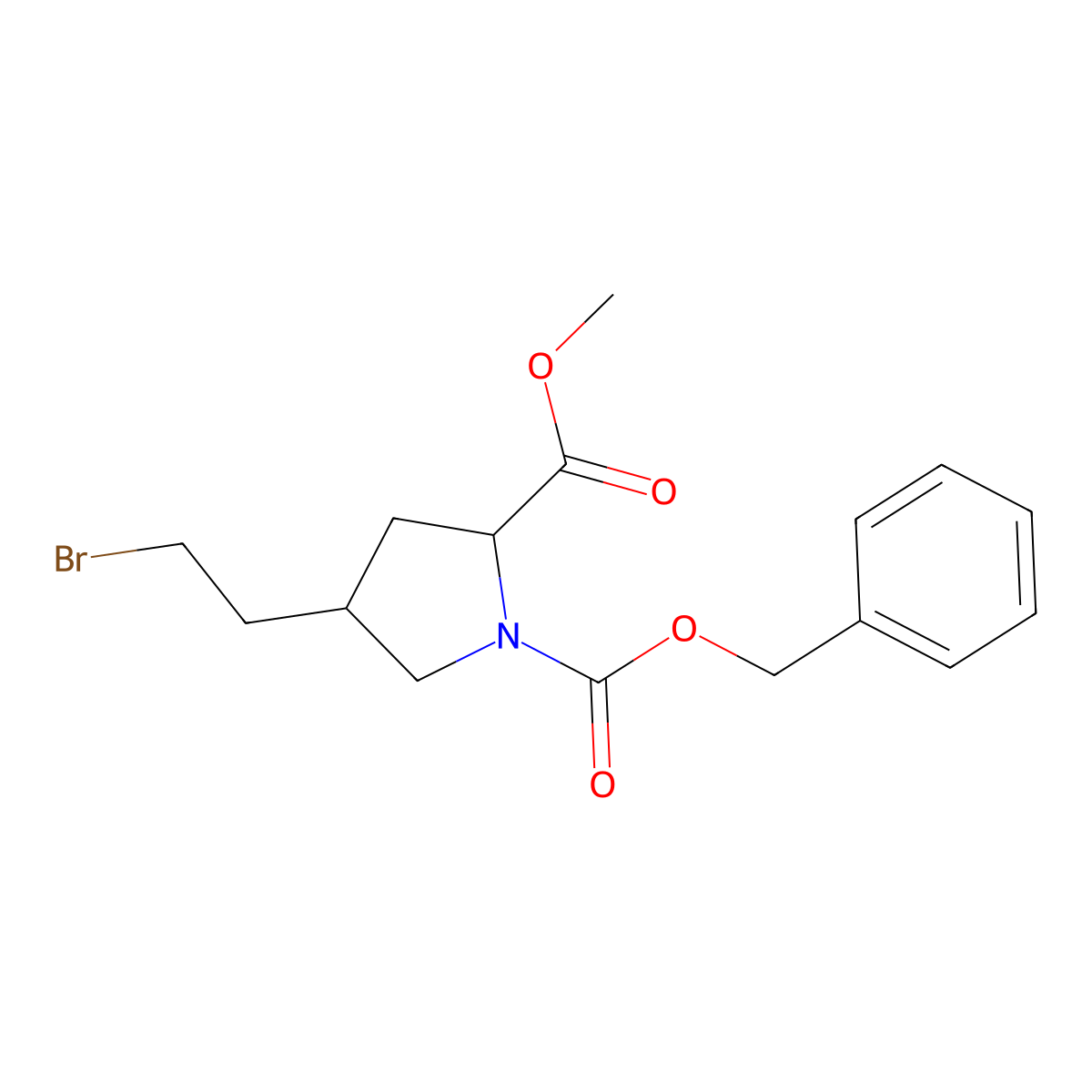 1-Benzyl 2-methyl 4-(2-bromoethyl)pyrrolidine-1,2-dicarboxylate molecular structure, CAS 1956306-84-5