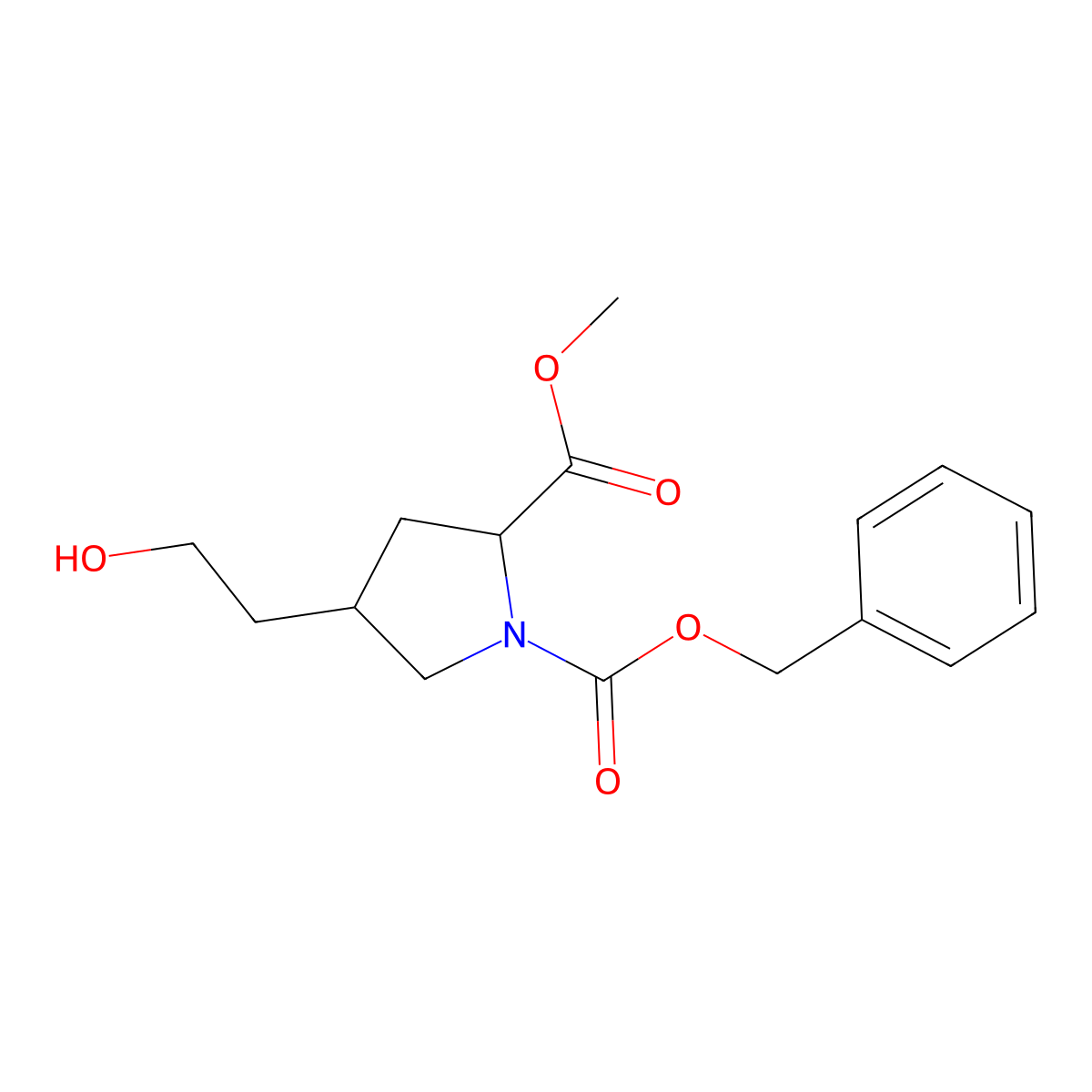 1-Benzyl 2-methyl 4-(2-hydroxyethyl)pyrrolidine-1,2-dicarboxylate molecular structure, CAS 1956306-86-7
