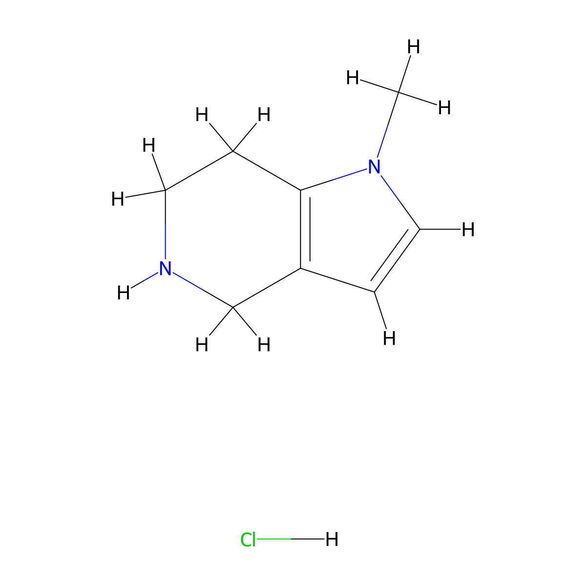 1-methyl-1H,4H,5H,6H,7H-pyrrolo[3,2-c]pyridine hydrochloride molecular structure, CAS 1956306-96-9