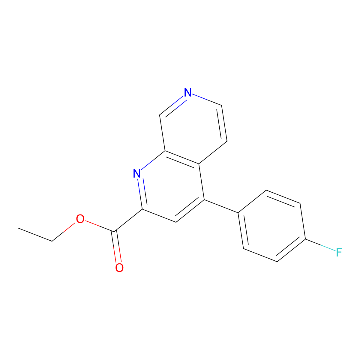 Ethyl 4-(4-fluorophenyl)-1,7-naphthyridine-2-carboxylate molecular structure, CAS 1956307-15-5