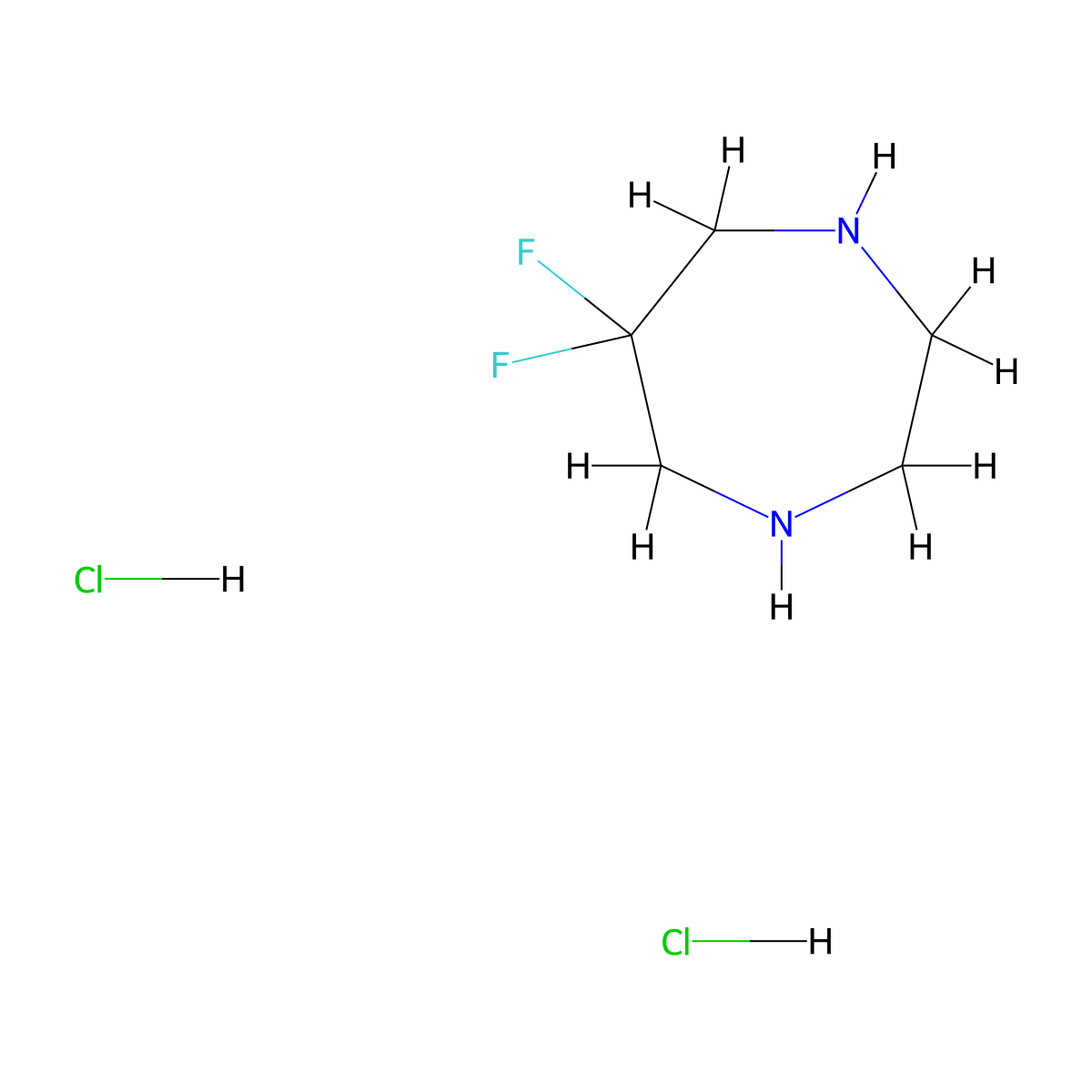 6,6-Difluoro-1,4-diazepane dihydrochloride molecular structure, CAS 1956307-23-5