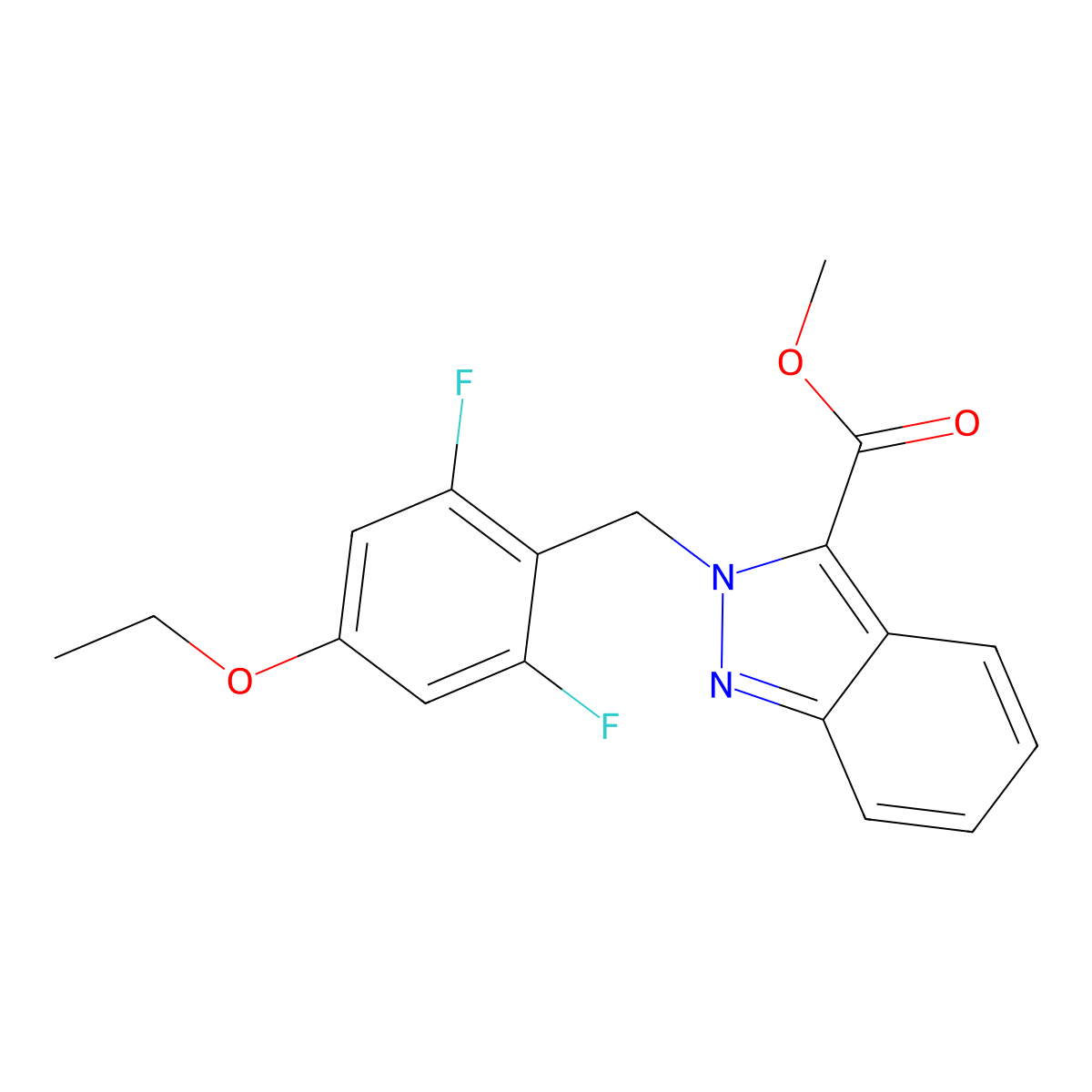 Methyl 2-(4-ethoxy-2,6-difluorobenzyl)-2H-indazole-3-carboxylate molecular structure, CAS 1956307-47-3