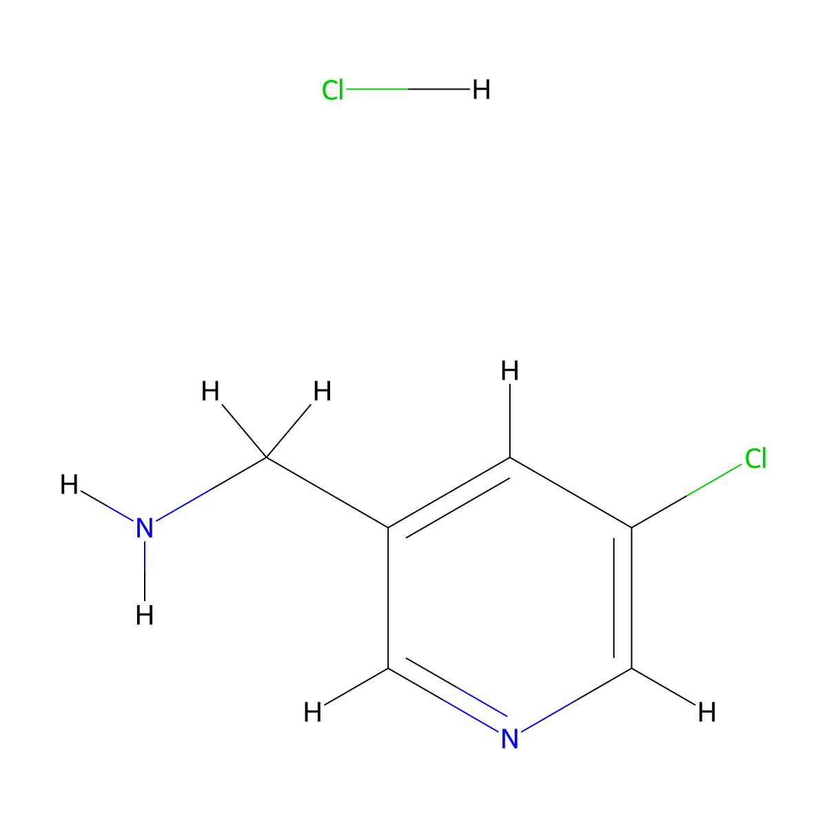 (5-Chloropyridin-3-yl)methanamine hydrochloride molecular structure, CAS 1956307-59-7